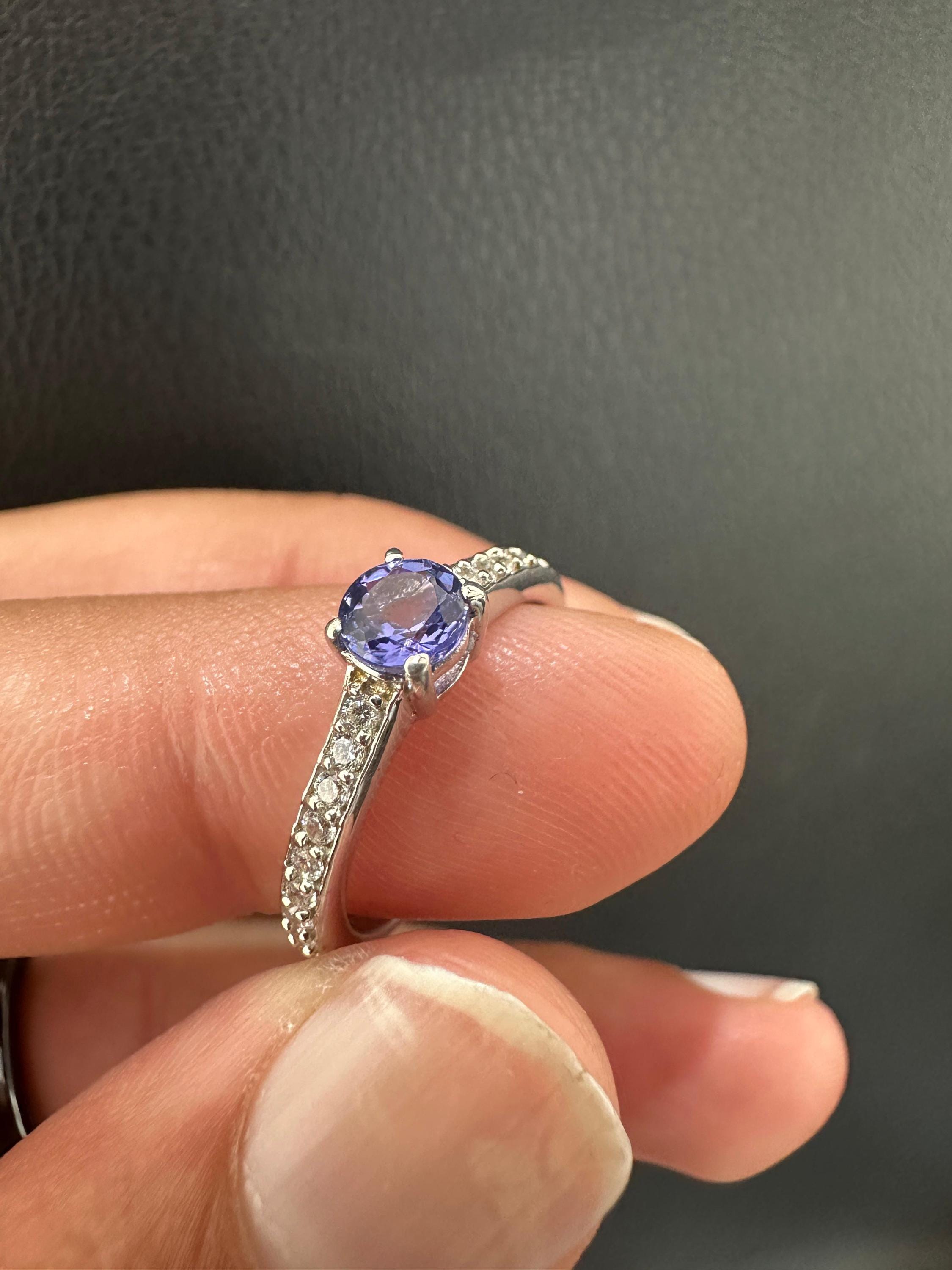 Natural Tanzanite Diamond Ring for women | 14K White Gold, Anniversary Gift for her