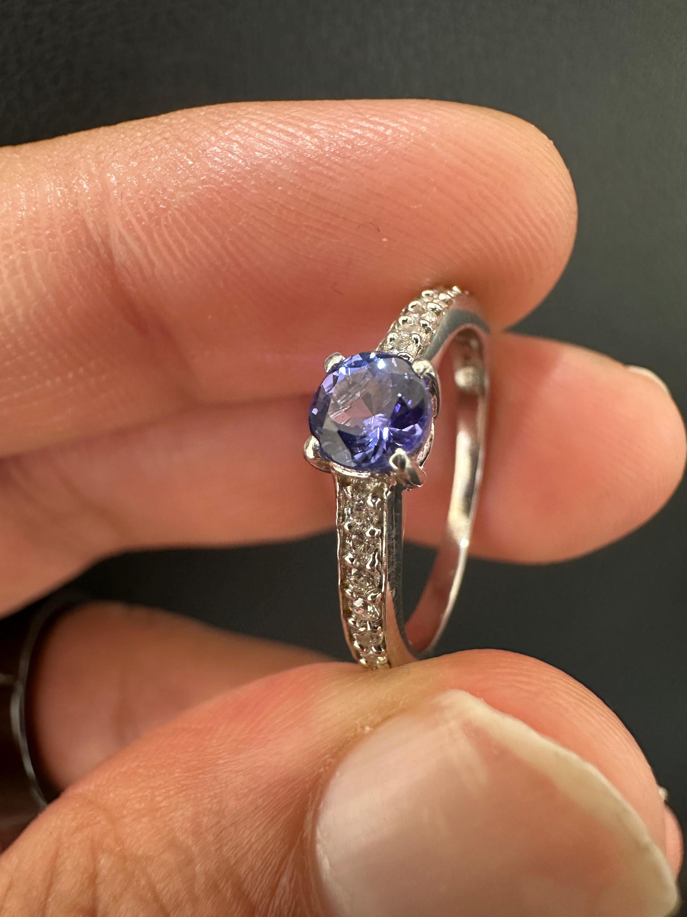 Natural Tanzanite Diamond Ring for women | 14K White Gold, Anniversary Gift for her