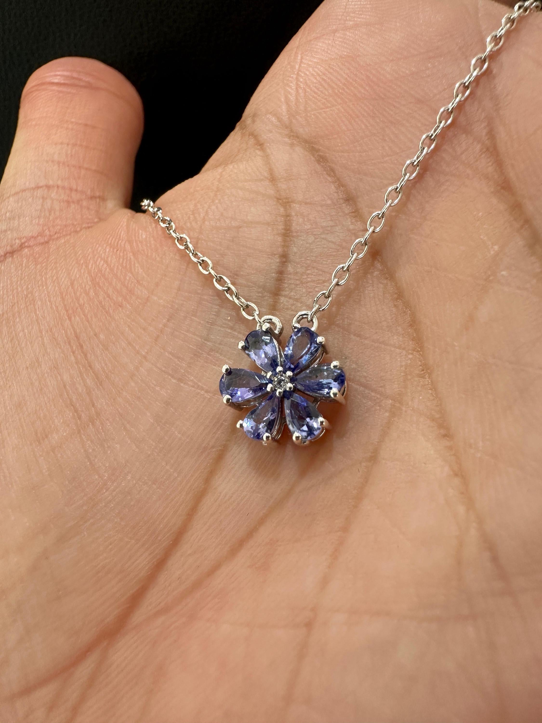 Floral Tanzanite Pendant Necklace | 925 Silver, December Birthstone Jewelry