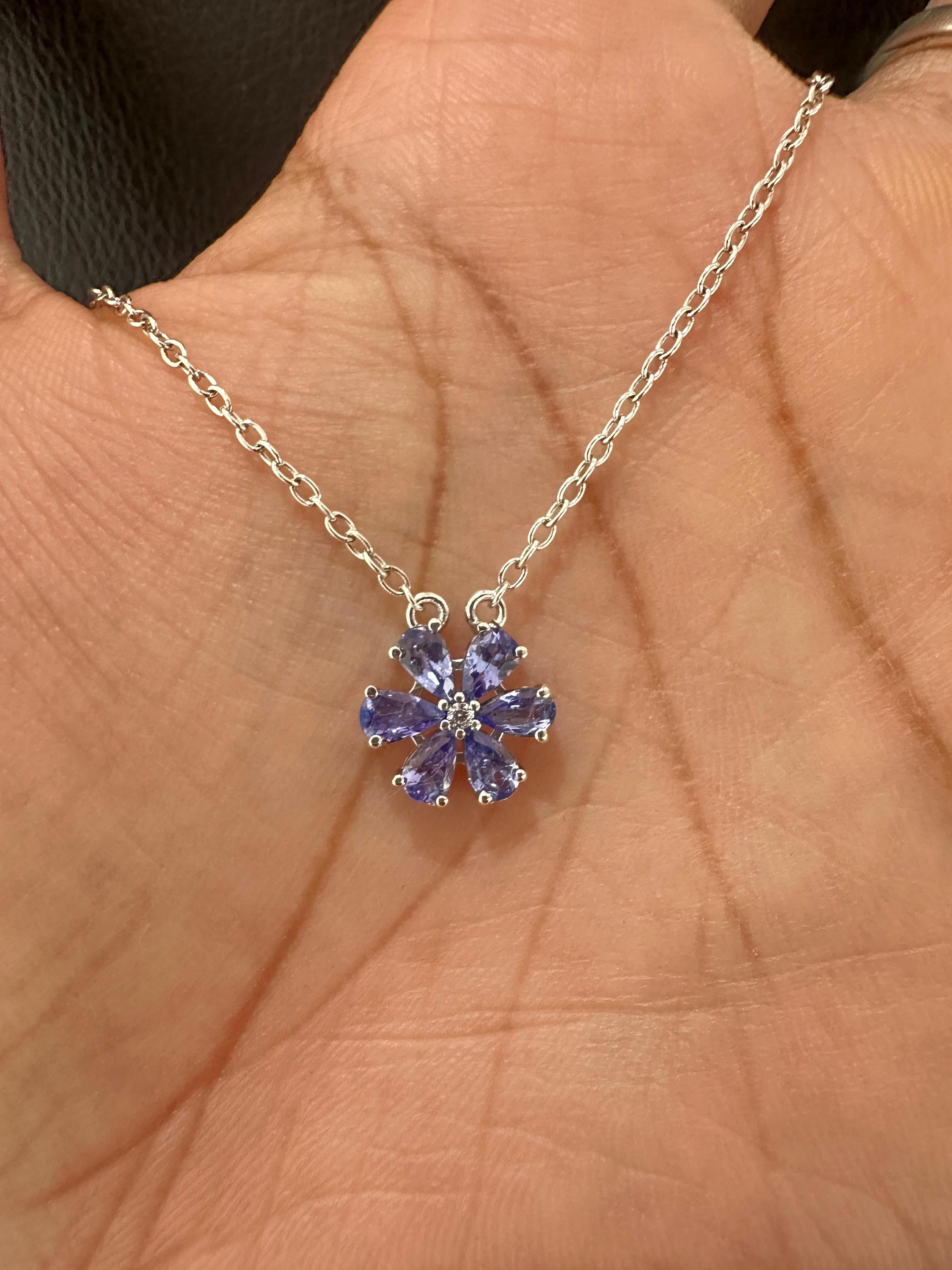 Floral Tanzanite Pendant Necklace | 925 Silver, December Birthstone Jewelry