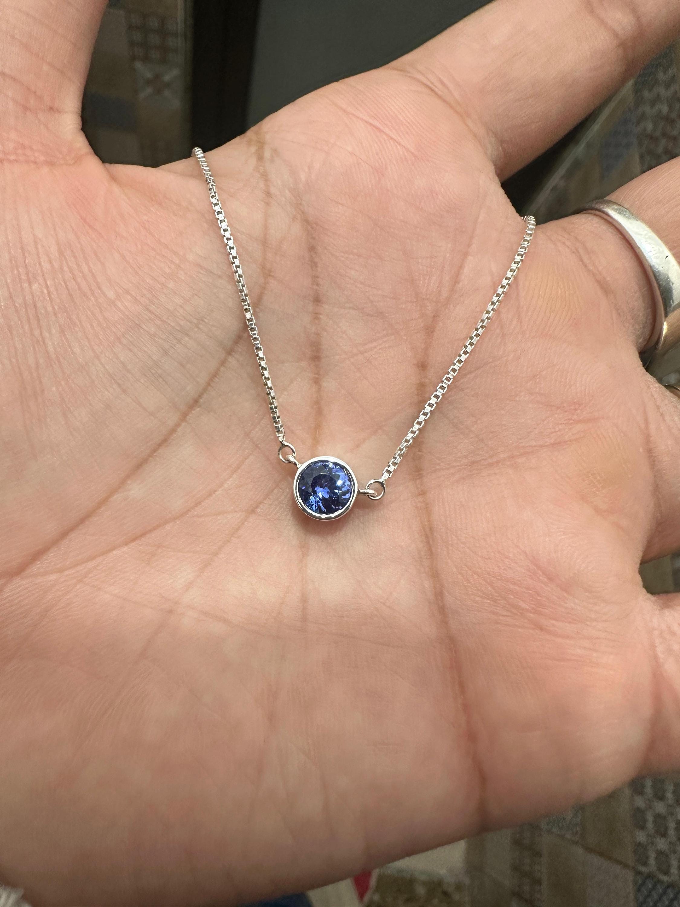 14k Gold Tanzanite Evil Eye Pendant | Rare Blue Gemstone Necklace, Unique Jewelry for gift
