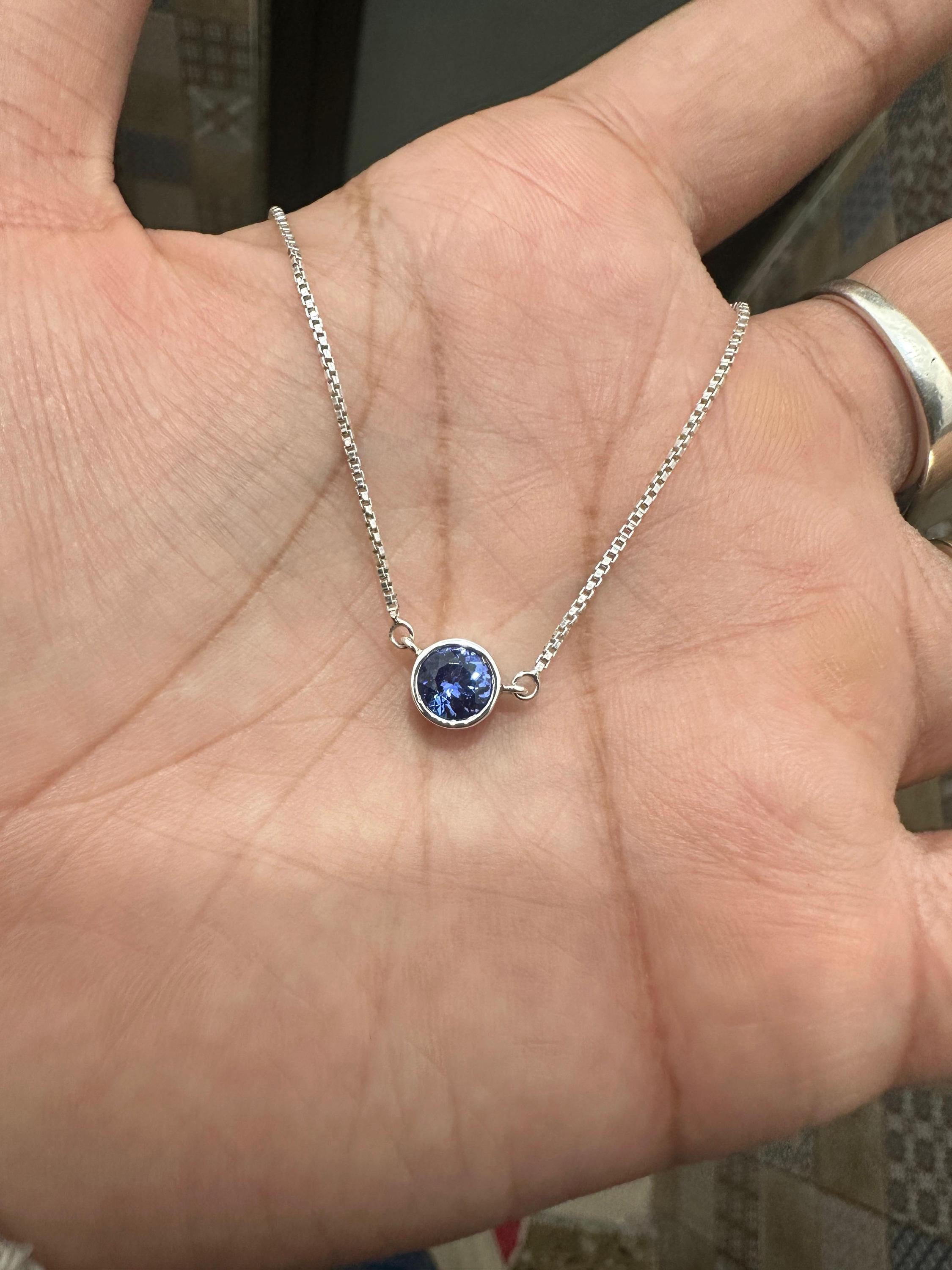 1.5 CT Natural Tanzanite Bezel Set Pendant | 925 Silver, December Birthstone Jewelry
