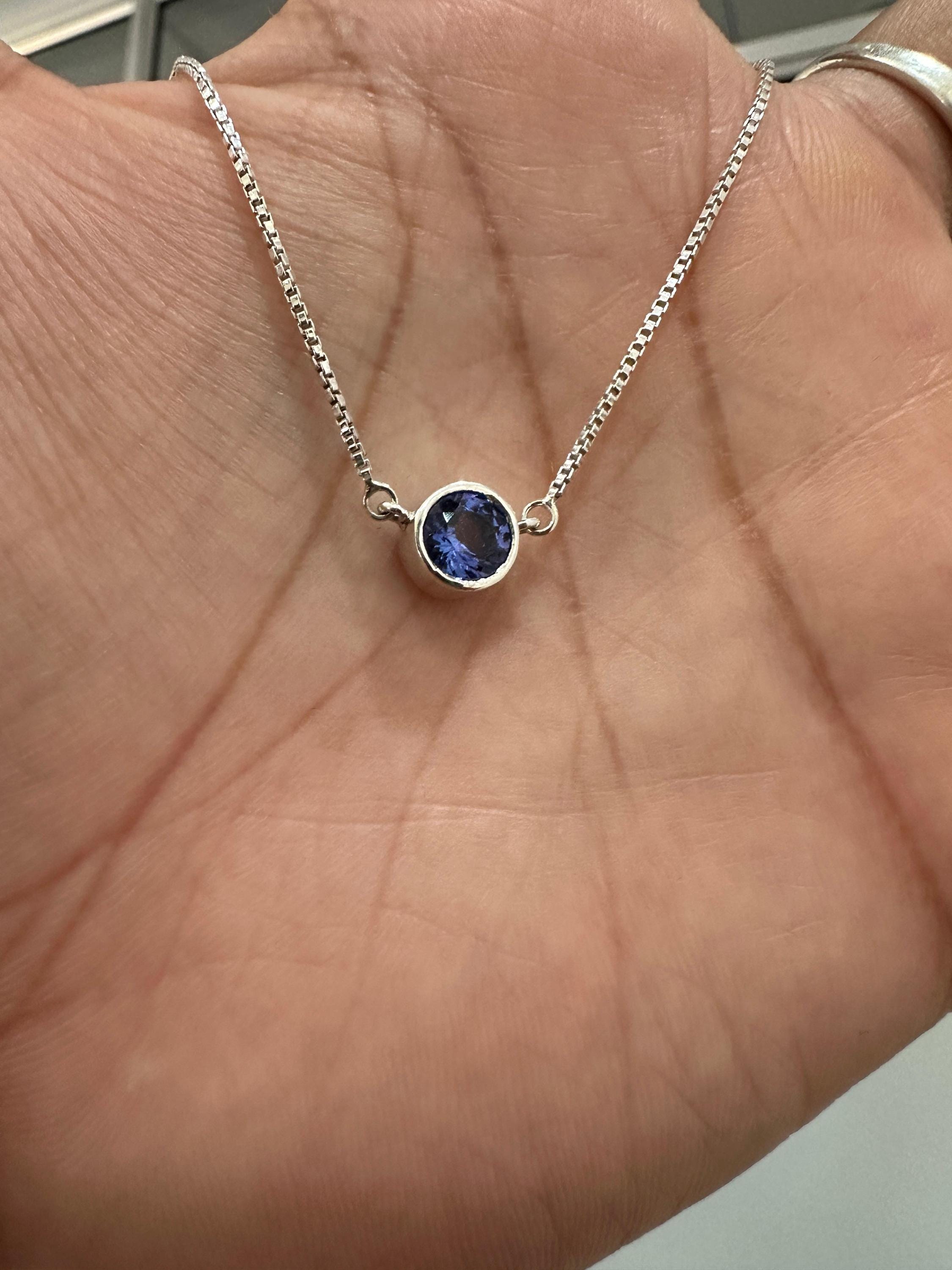 14k Gold Tanzanite Evil Eye Pendant | Rare Blue Gemstone Necklace, Unique Jewelry for gift
