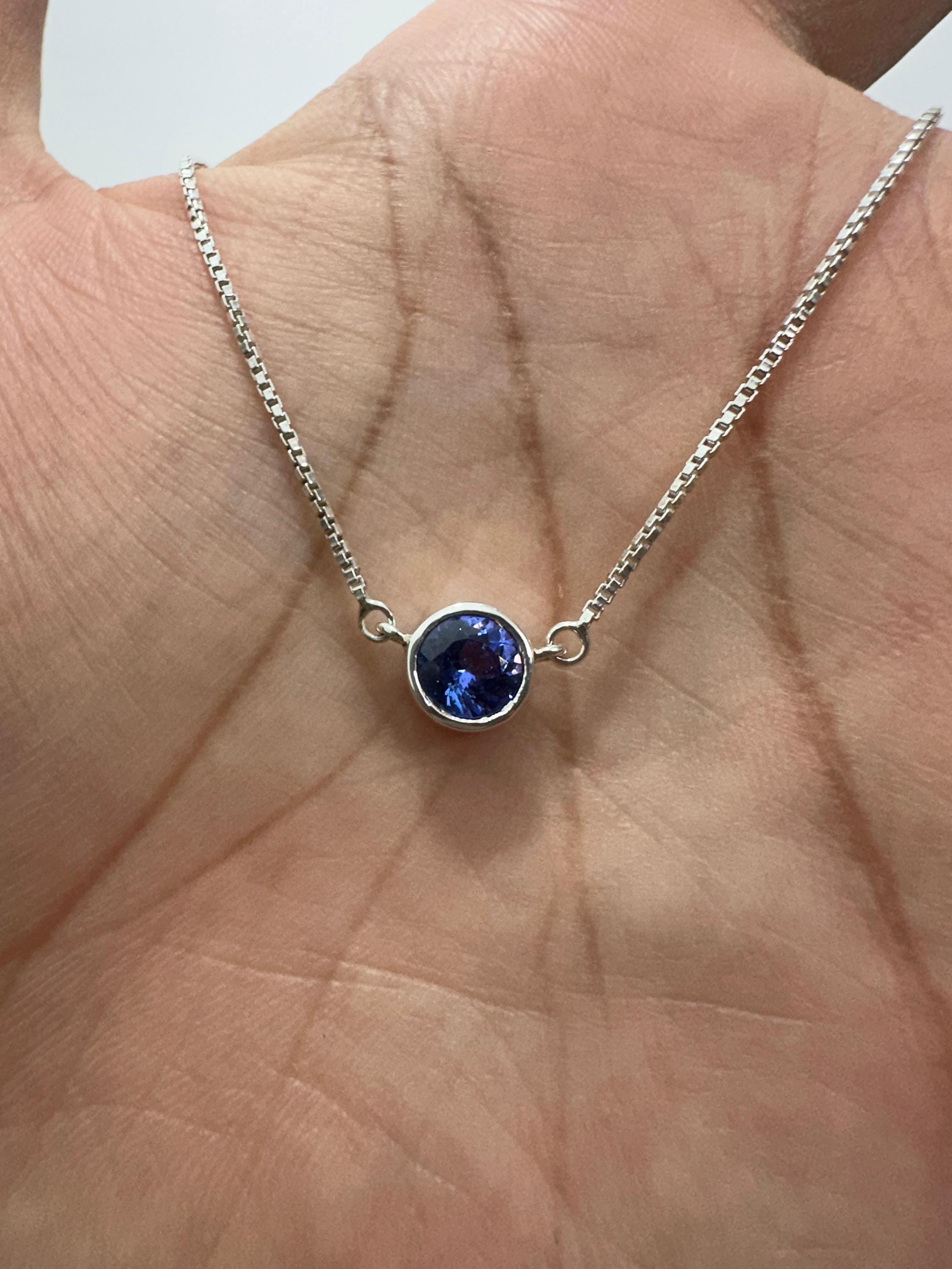 1.5 CT Natural Tanzanite Bezel Set Pendant | 925 Silver, December Birthstone Jewelry