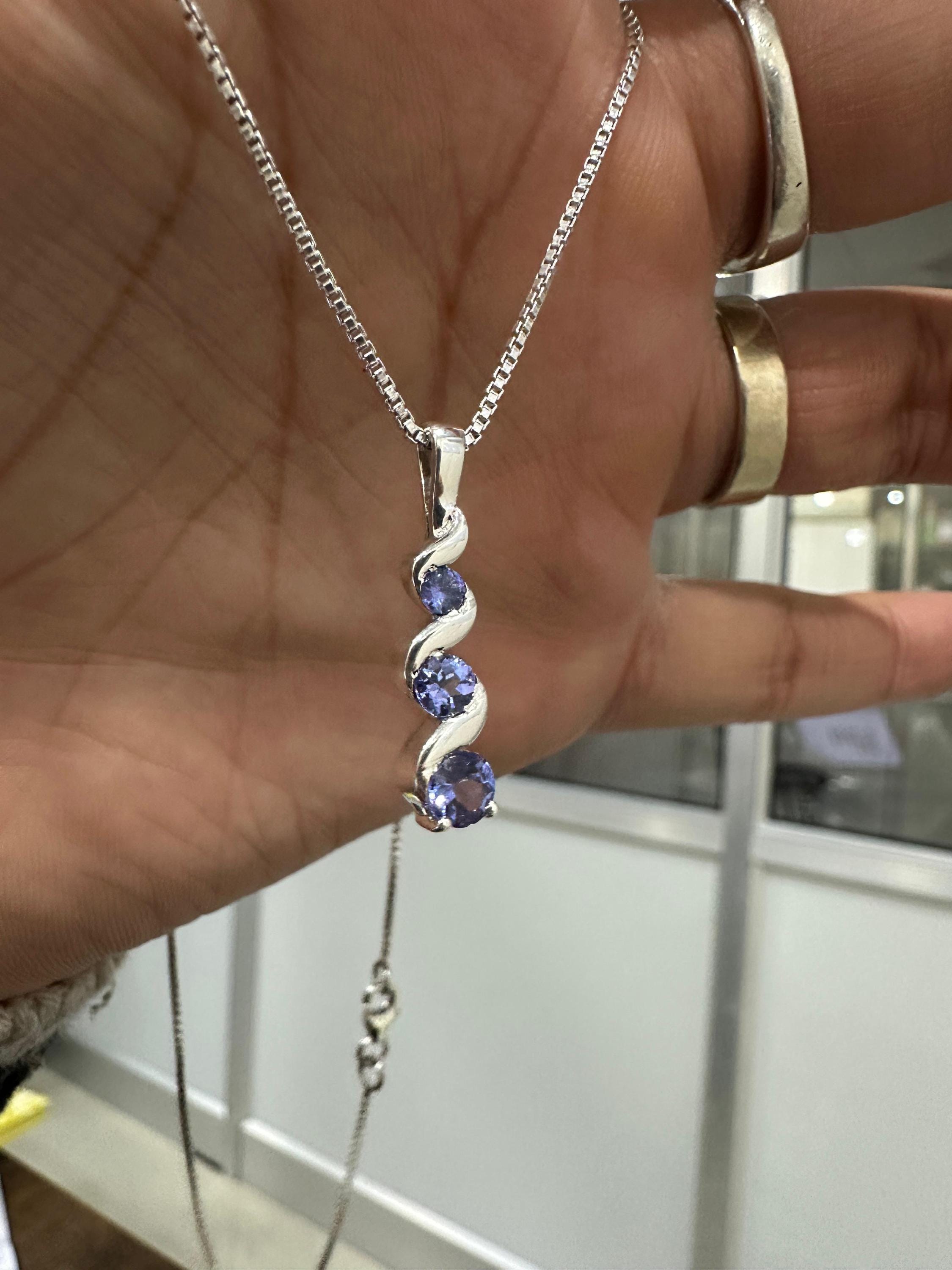 Unique Tanzanite Pendant Necklace | 925 Sterling Silver | December Birthstone Jewelry