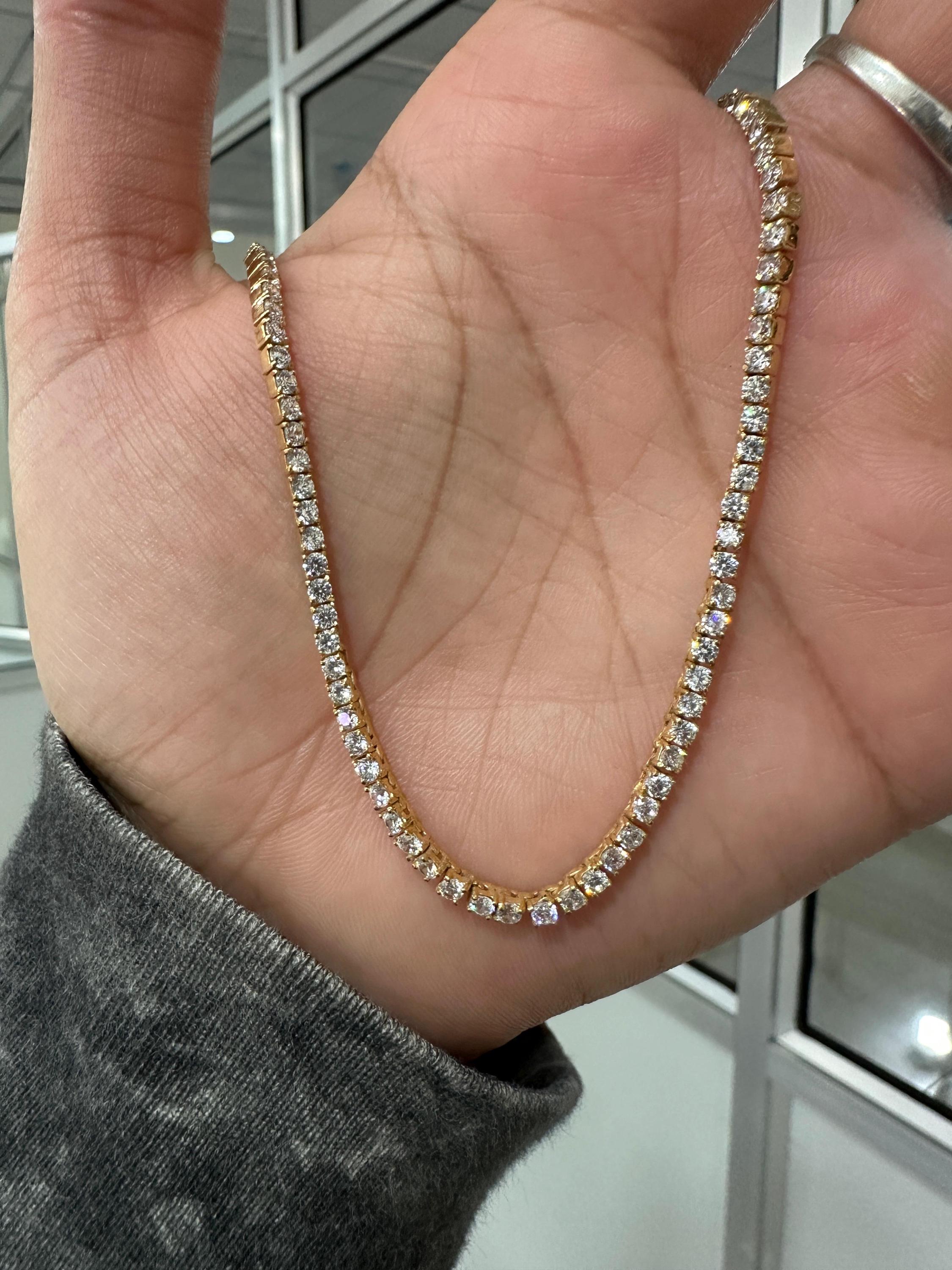 Classic Moissanite Tennis Necklace | 14K Gold Finish, Fine Jewelry Gift
