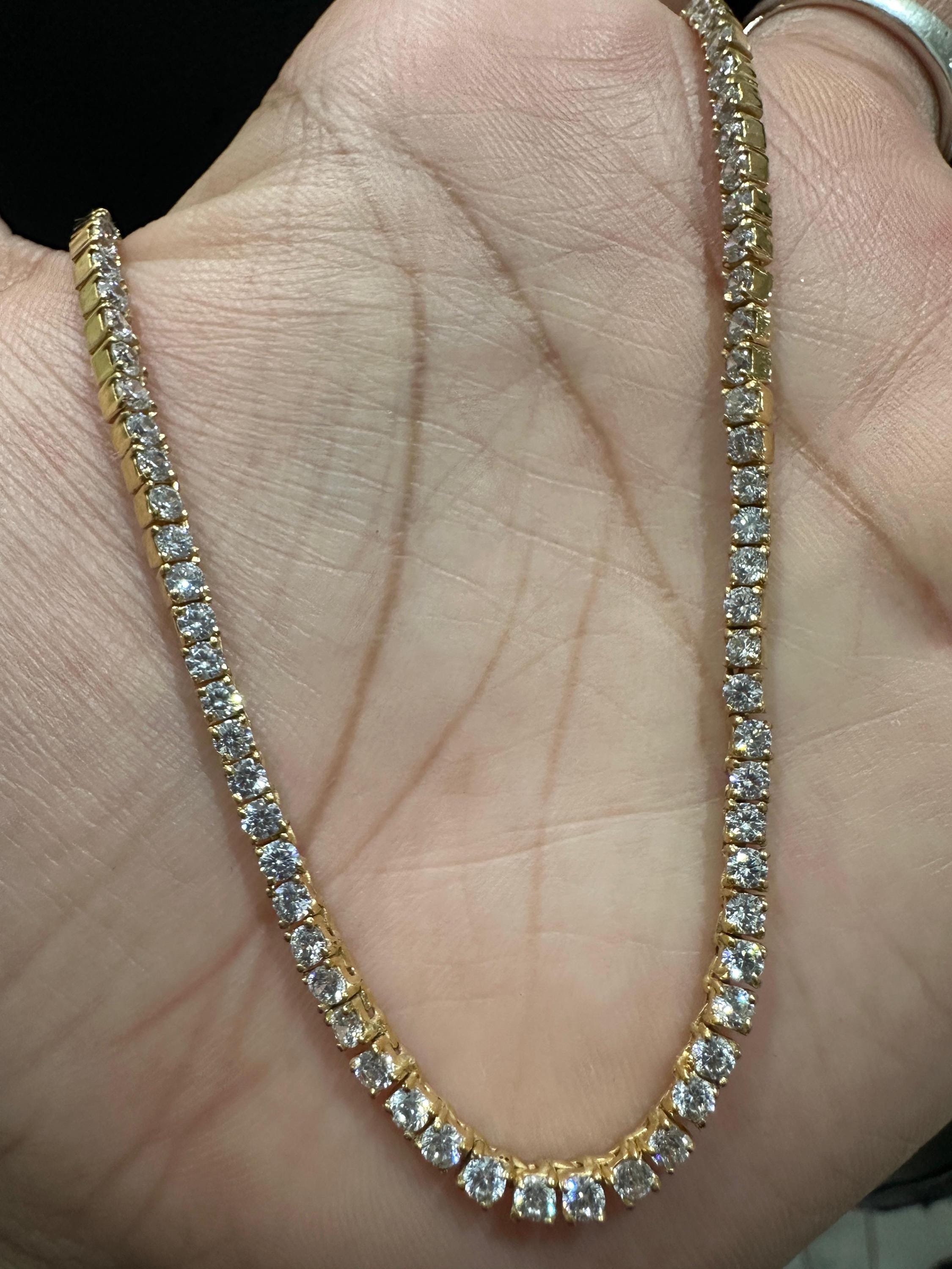 Classic Moissanite Tennis Necklace | 14K Gold Finish, Fine Jewelry Gift