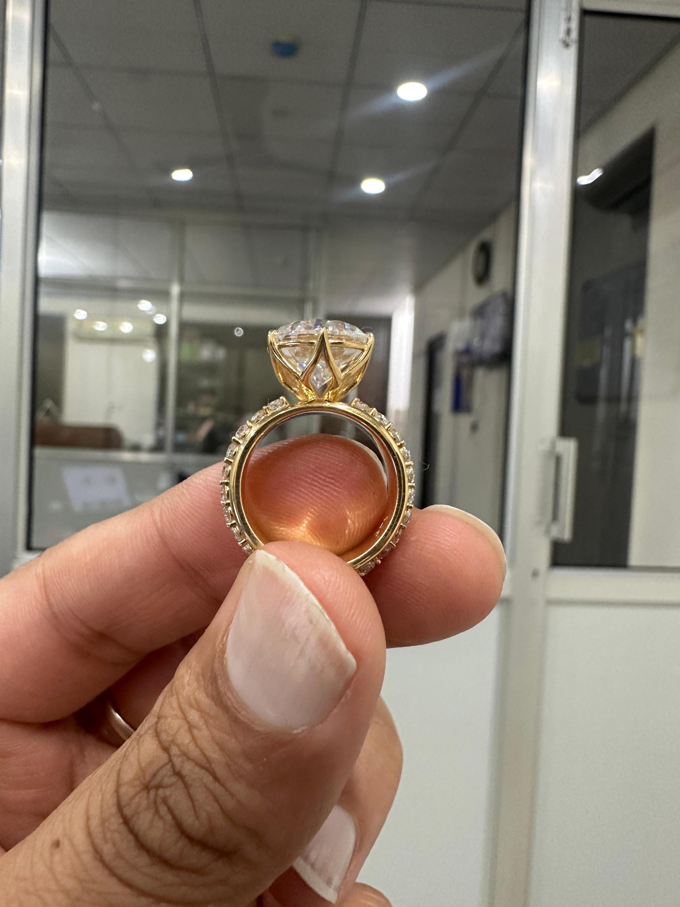 5 Ct Moissanite Lotus Engagement Ring | 14k Gold Finish