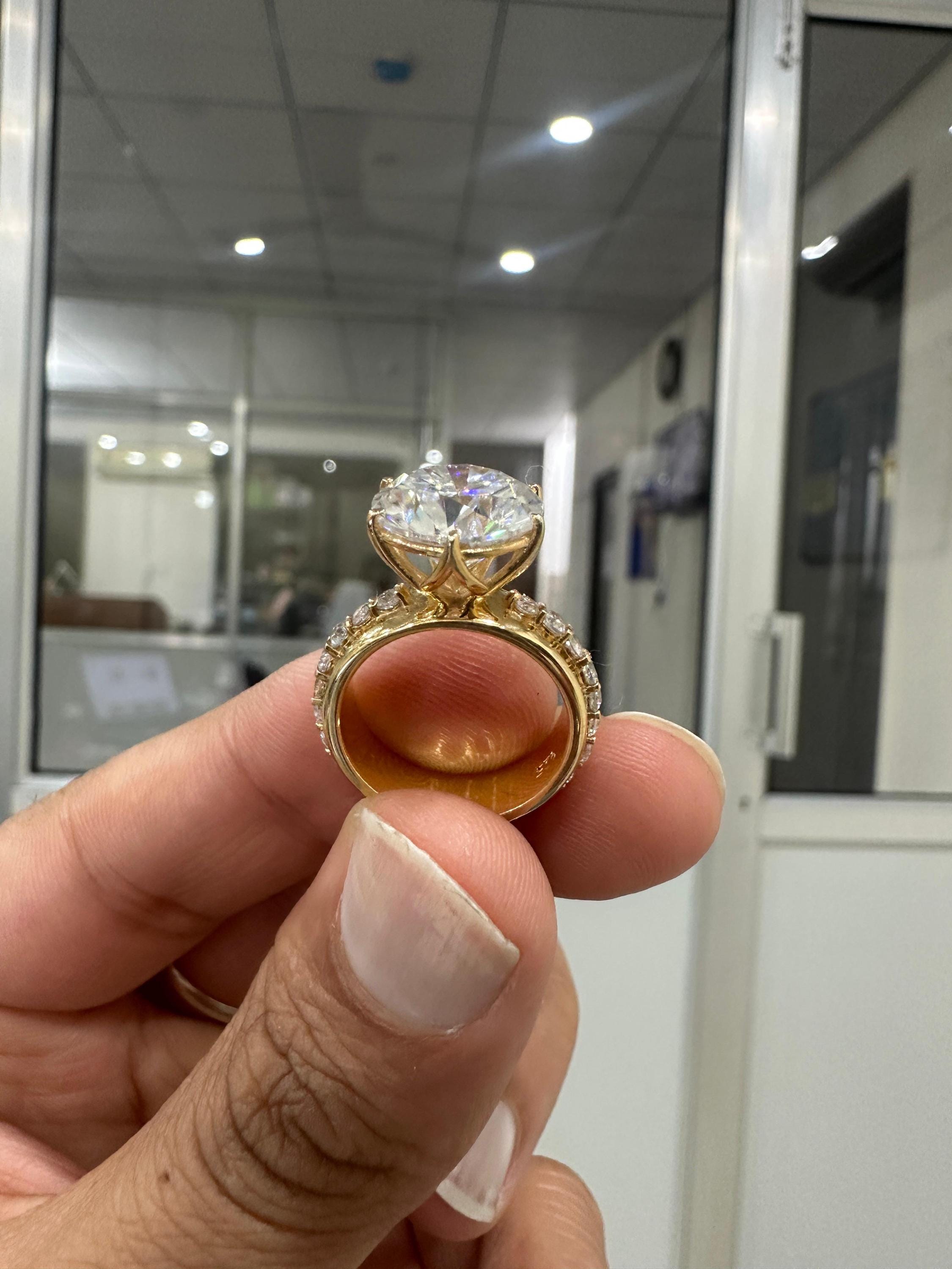 5 Ct Moissanite Lotus Engagement Ring | 14k Gold Finish
