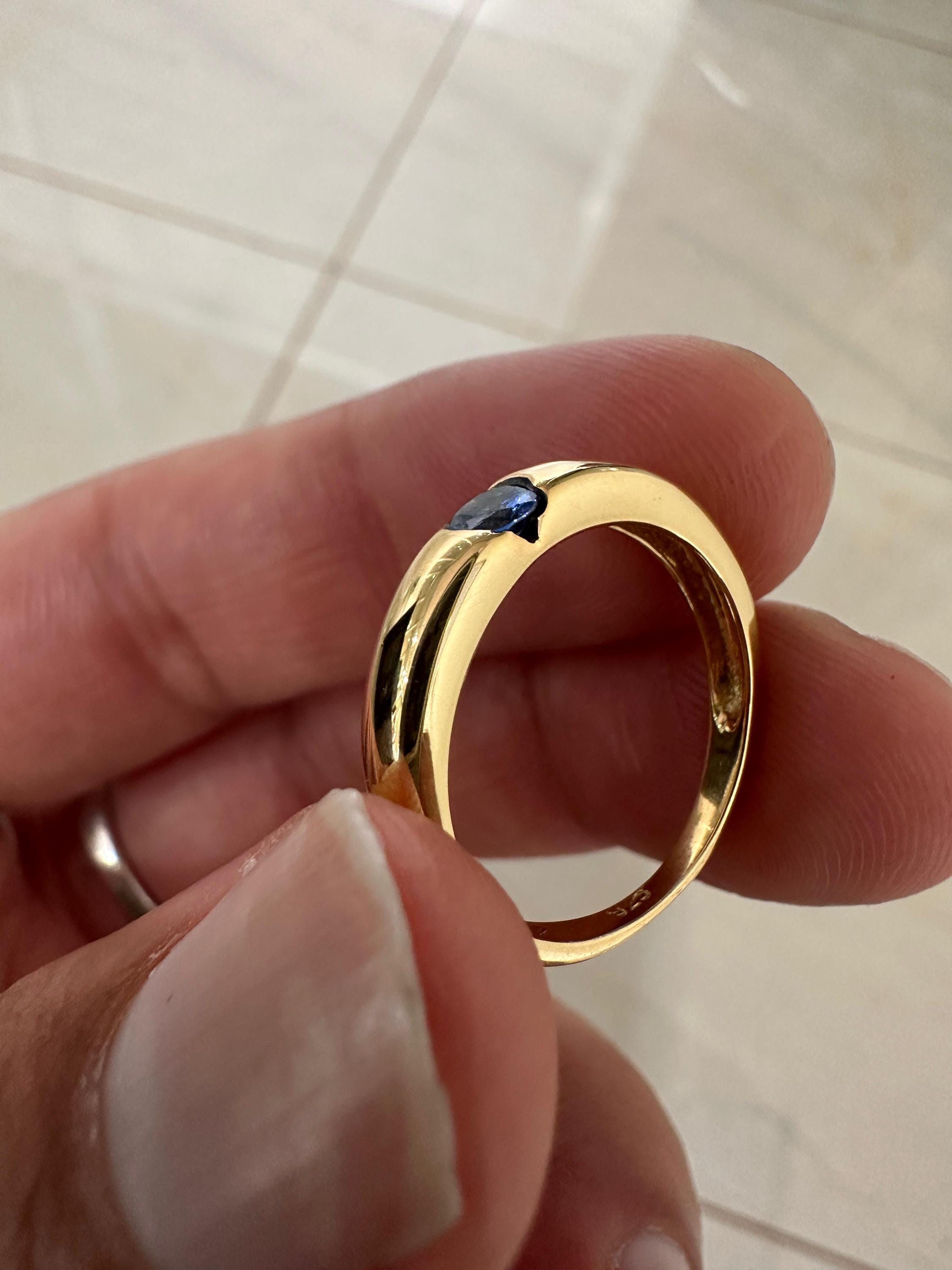 14K Gold Tanzanite Engagement Ring | Minimalist Promise Band