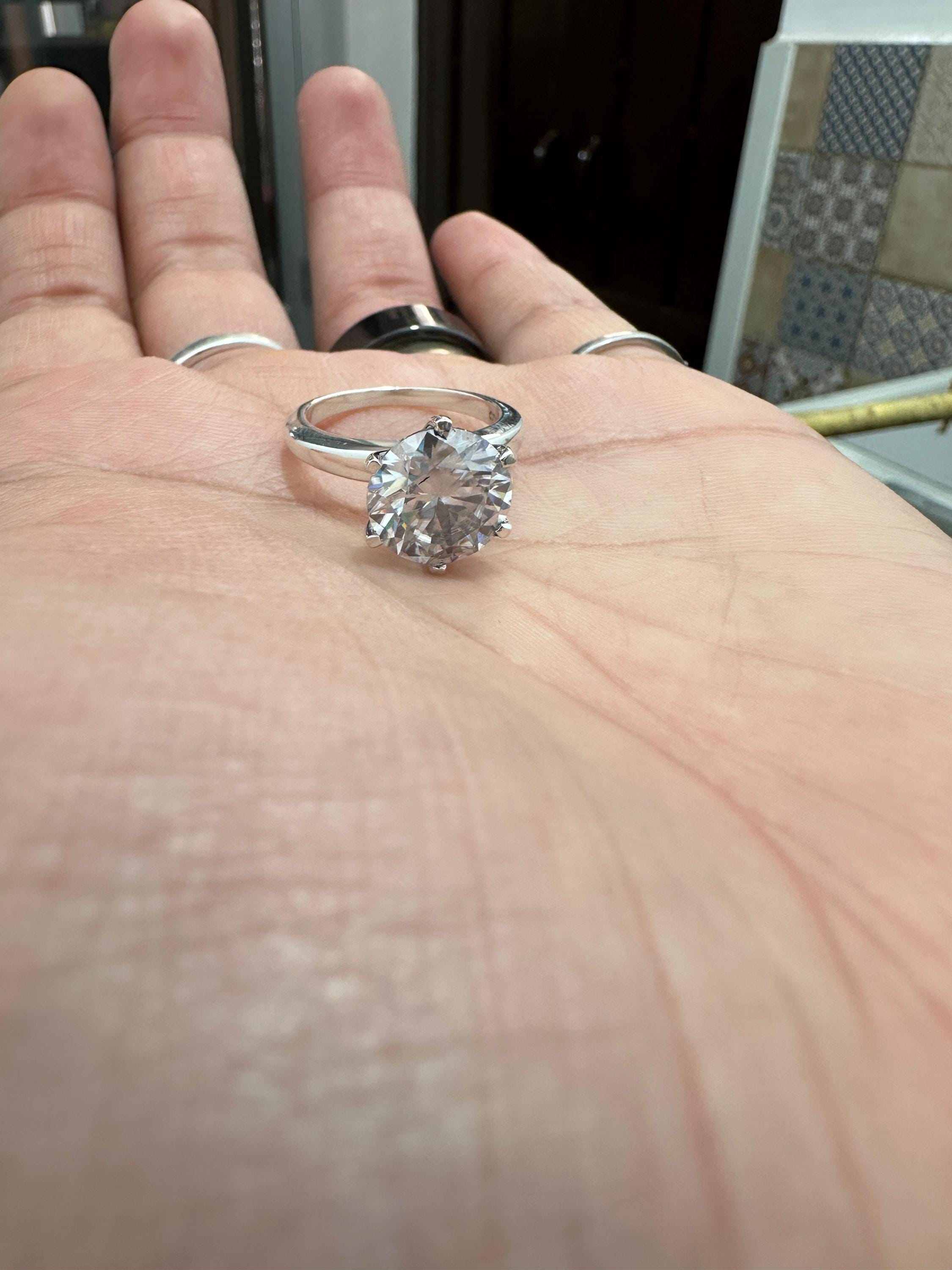 5 CT Solitaire Engagement Ring | 14K White Gold Finish, Six Prong
