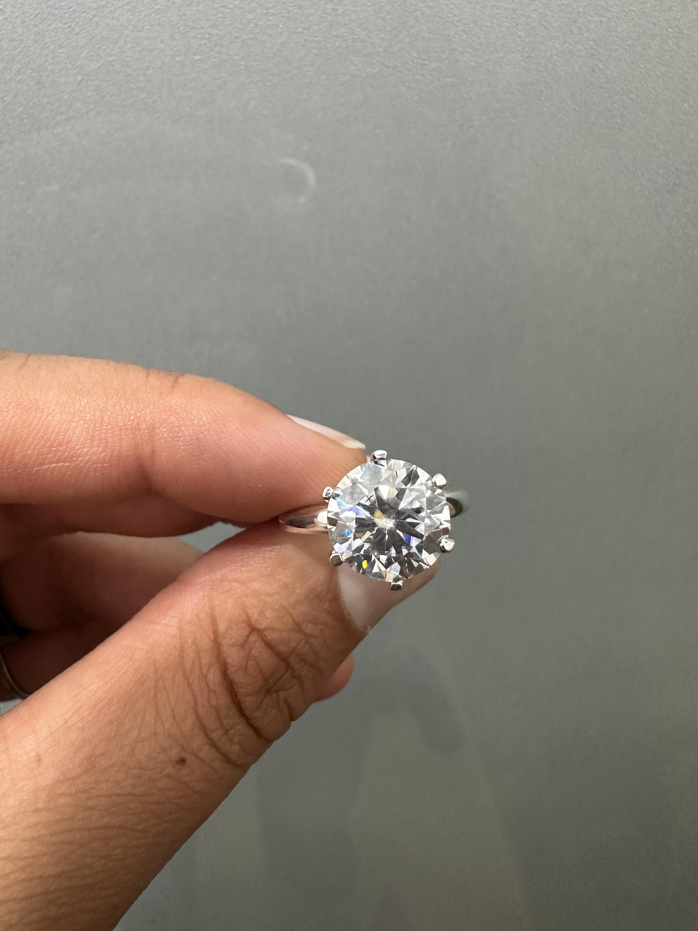 5 CT Solitaire Engagement Ring | 14K White Gold Finish, Six Prong