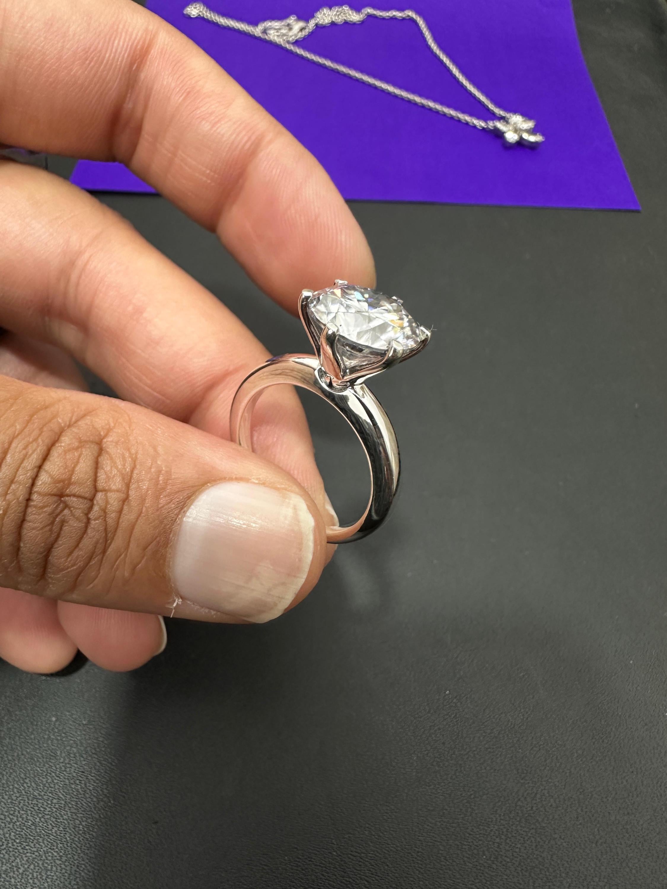 5 CT Solitaire Engagement Ring | 14K White Gold Finish, Six Prong