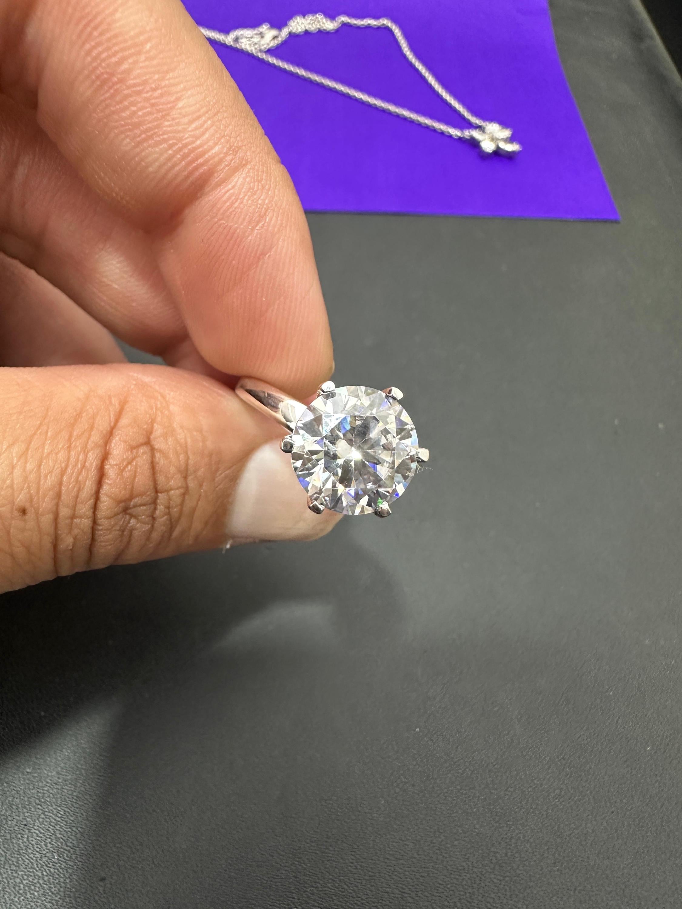 5 CT Solitaire Engagement Ring | 14K White Gold Finish, Six Prong