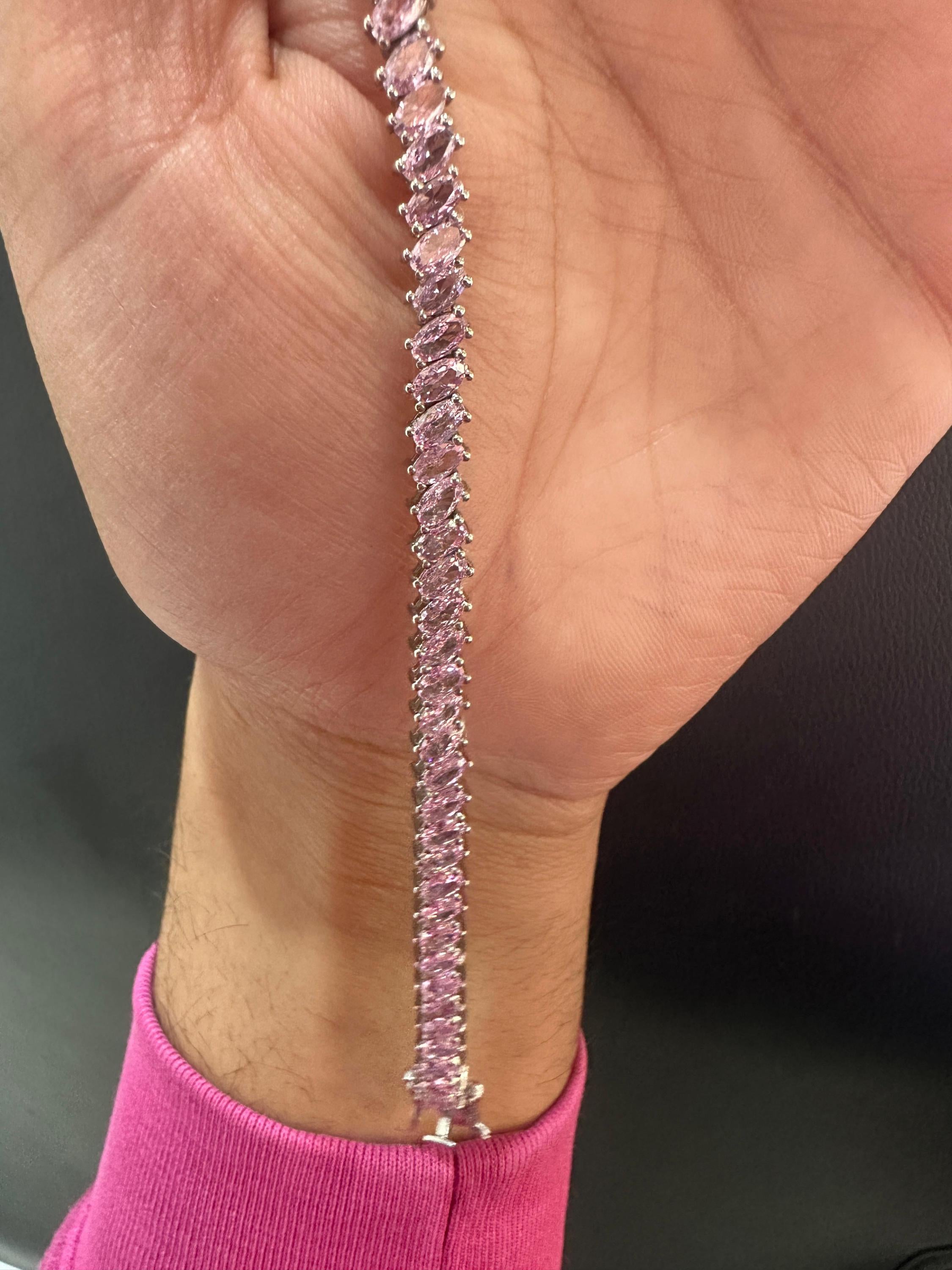 Pink Diamond Oval Cut Tennis Bracelet | 925 Sterling Silver