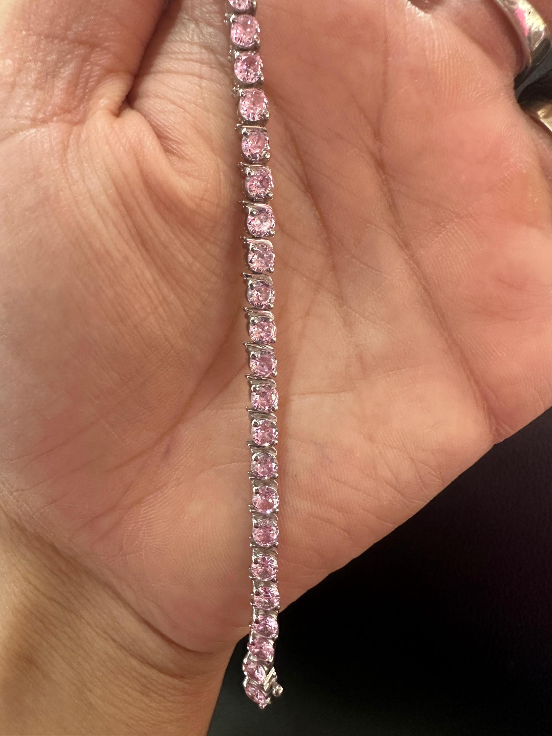 Pink Diamond Tennis Bracelet | 925 Sterling Silver, Luxury jewelry for gift