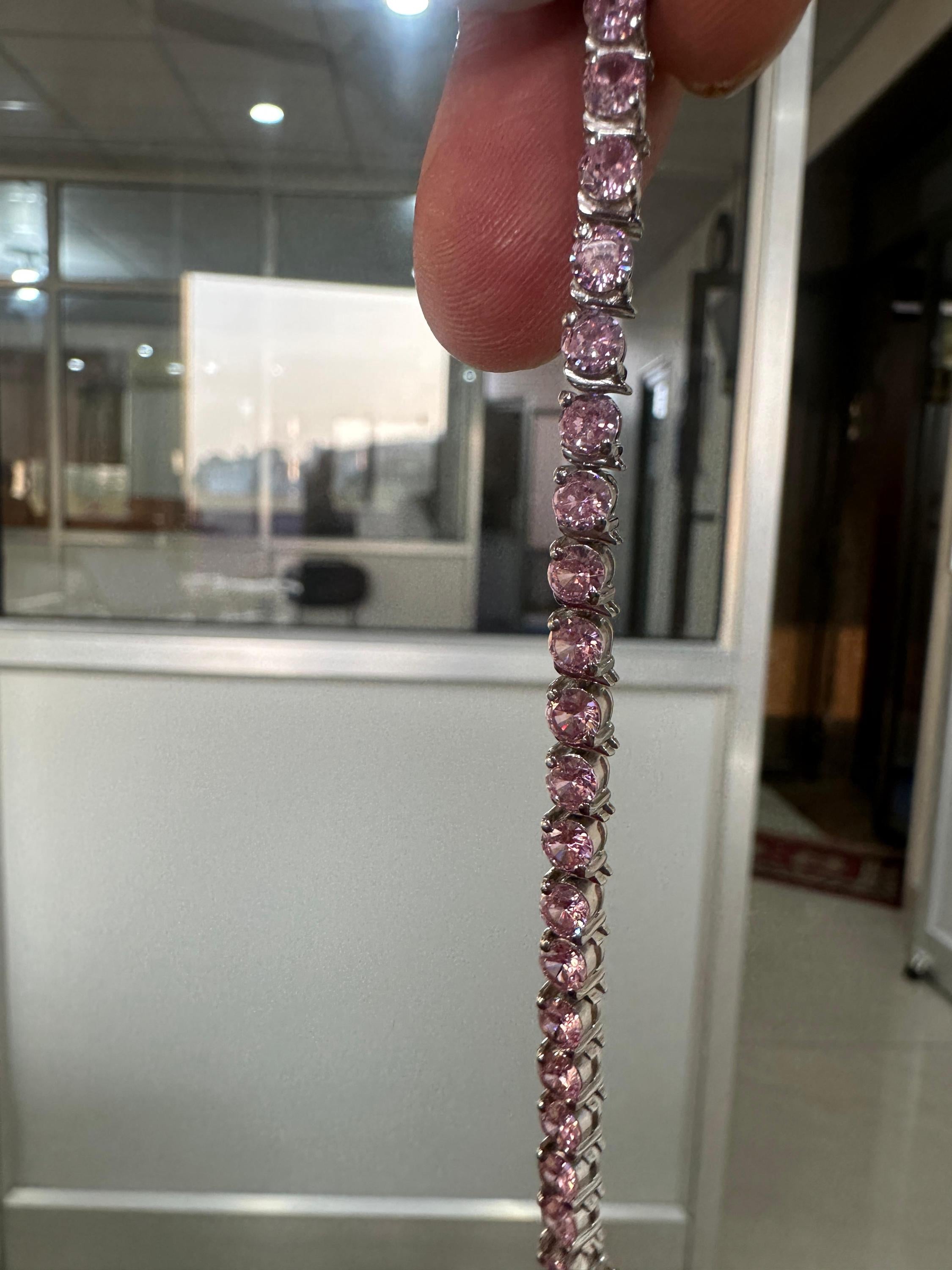 Pink Diamond Tennis Bracelet | 925 Sterling Silver, Luxury jewelry for gift