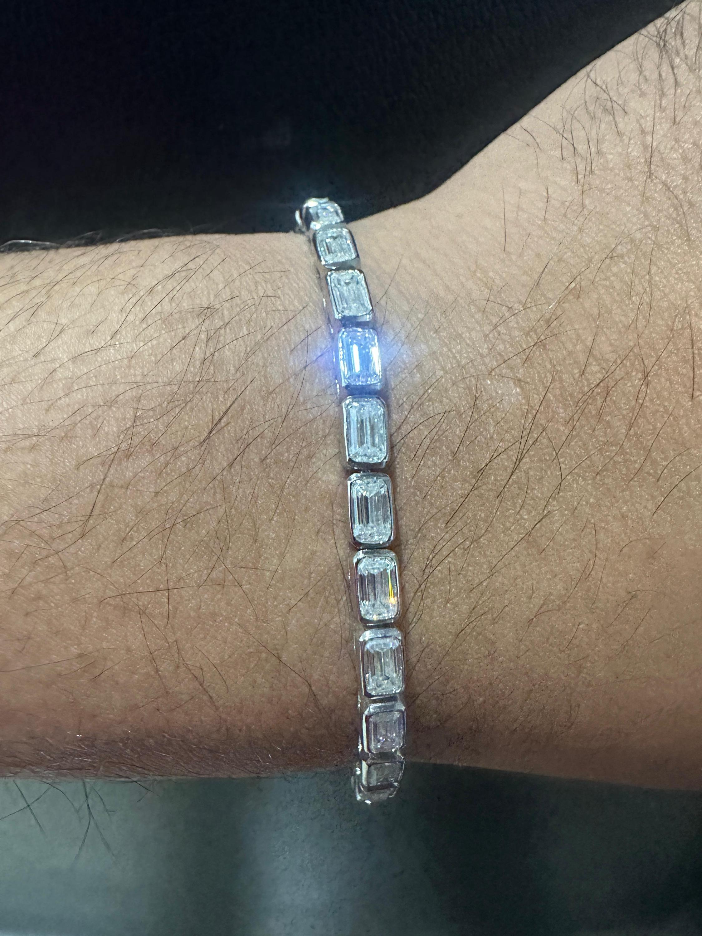 Men's Moissanite Tennis Bracelet | 925 Sterling Silver, 12 CT Luxury Gift for her