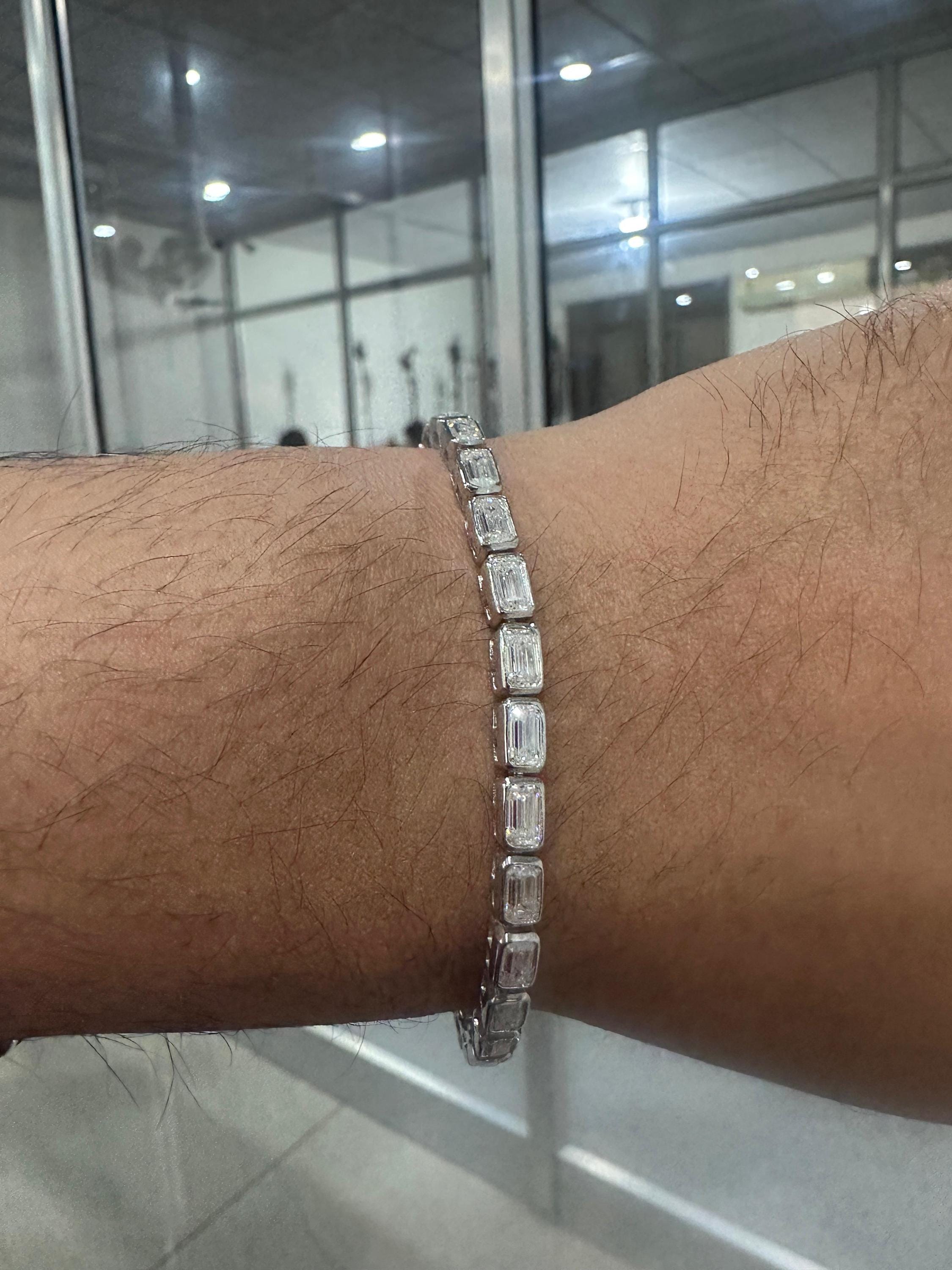 Men's Moissanite Tennis Bracelet | 925 Sterling Silver, 12 CT Luxury Gift for her