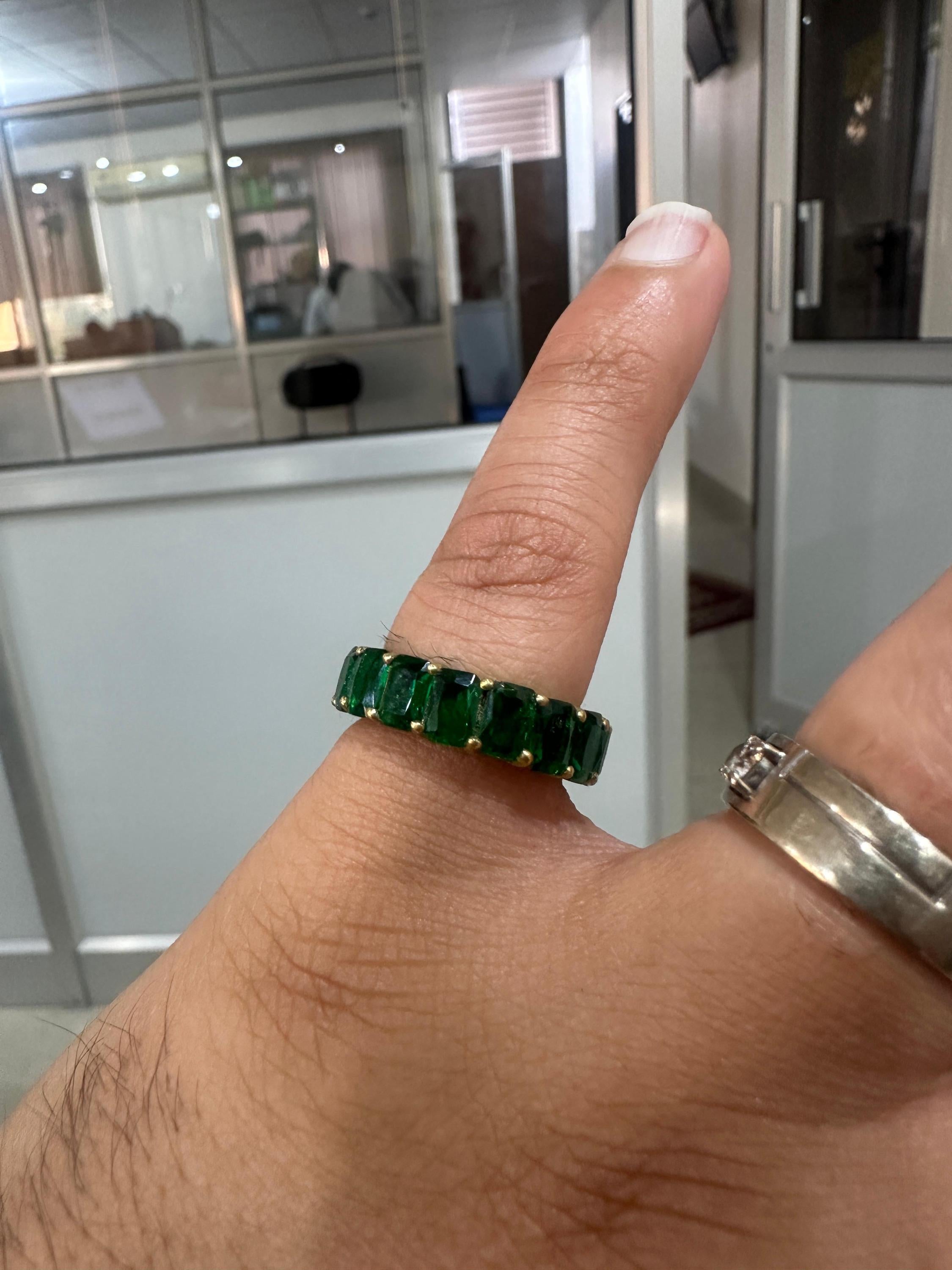Emerald Eternity Band Ring | 14K Gold Finish, 11 Ct