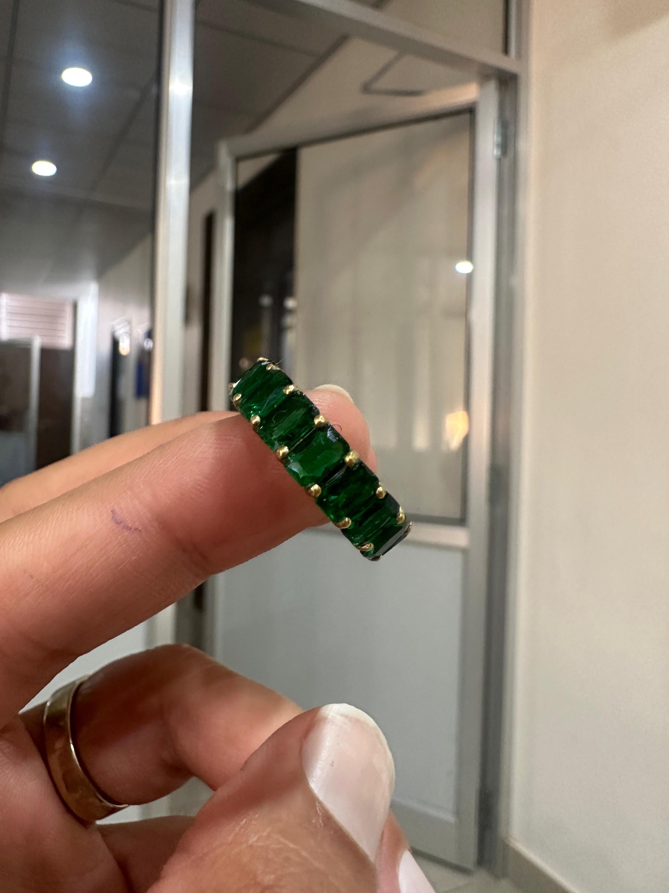 Emerald Eternity Band Ring | 14K Gold Finish, 11 Ct