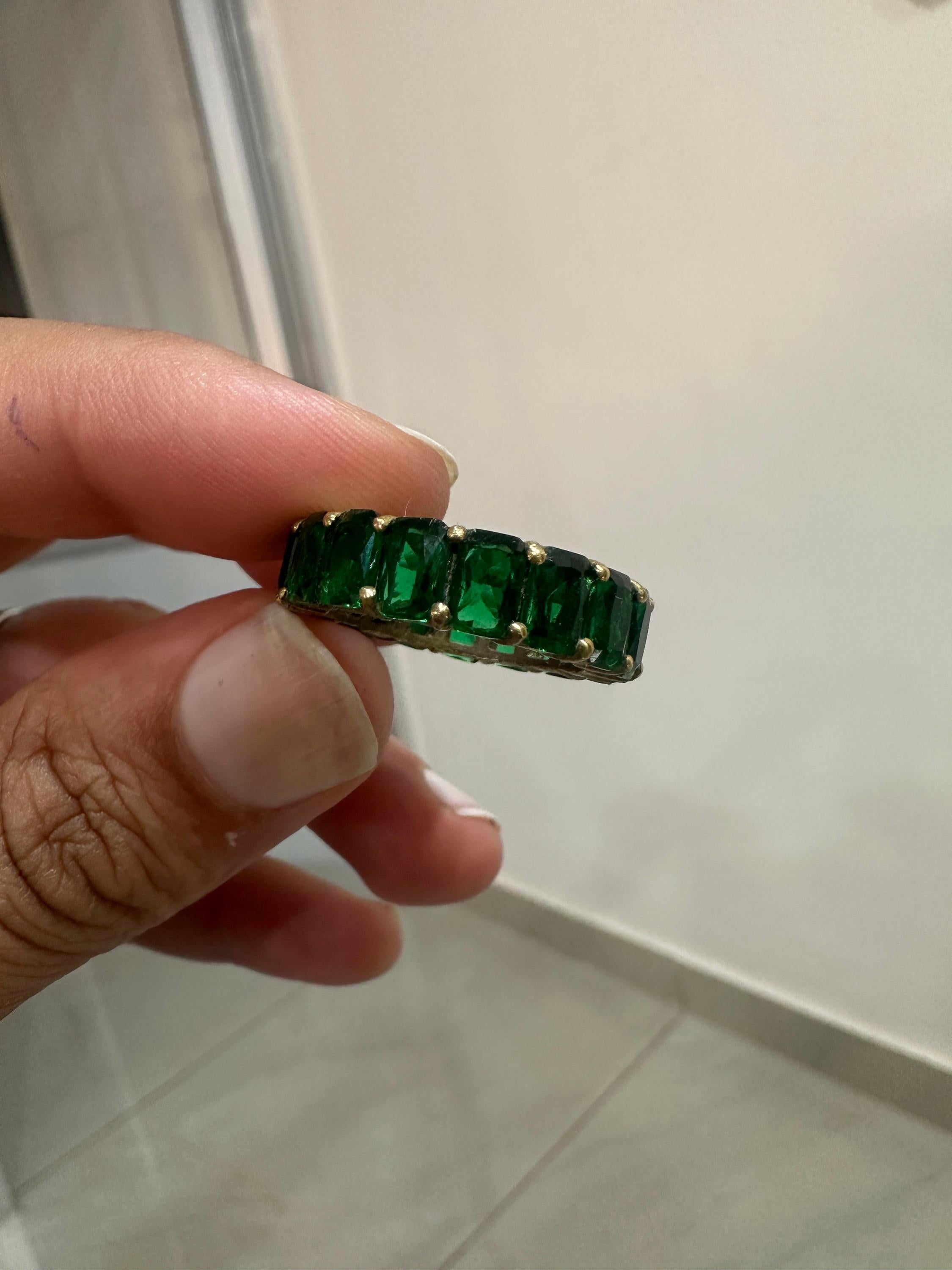 Emerald Eternity Band Ring | 14K Gold Finish, 11 Ct