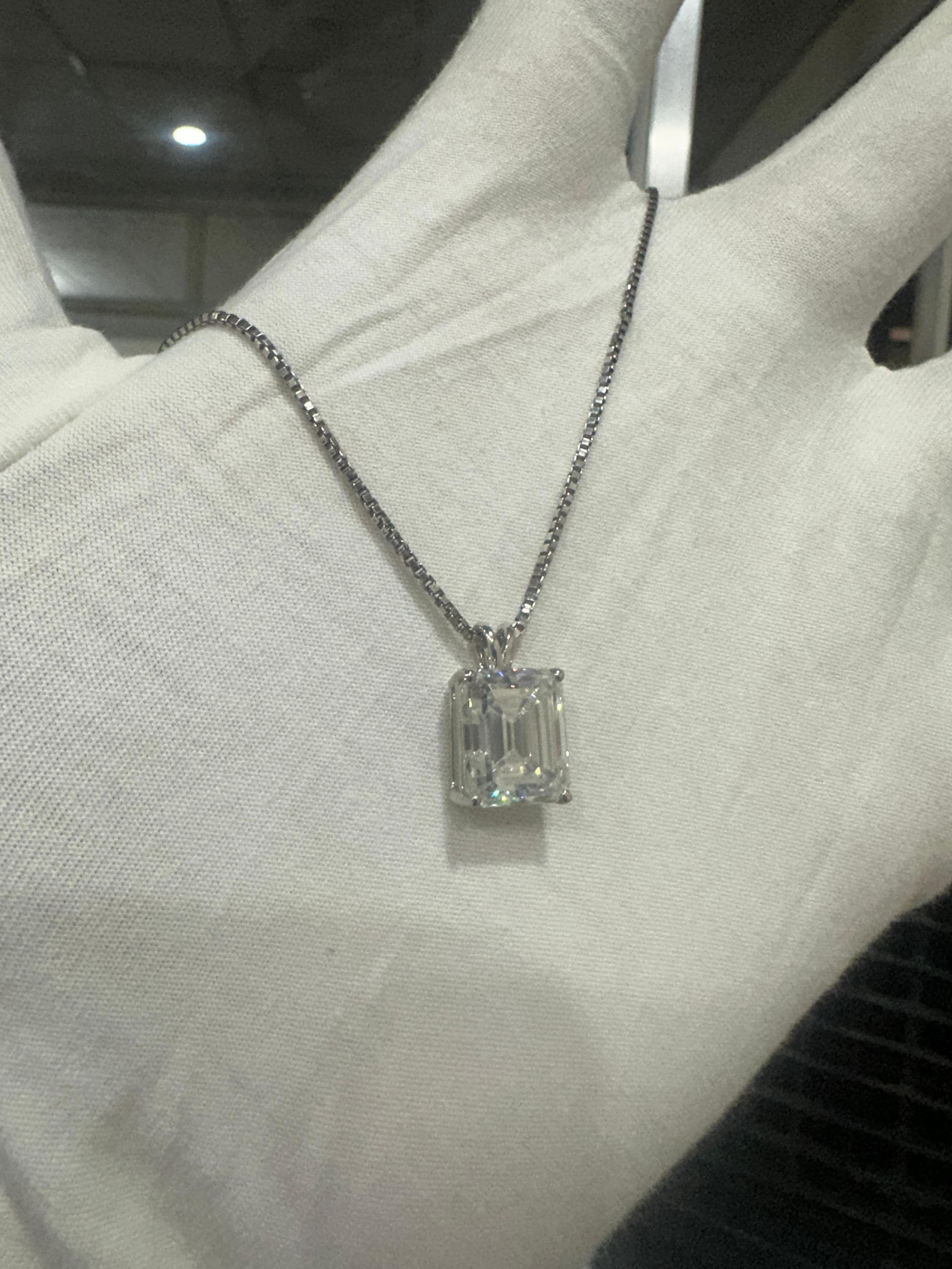 Men's Emerald Shape Moissanite Pendant | 925 Sterling Silver Solitaire Necklace, Men's Jewelry