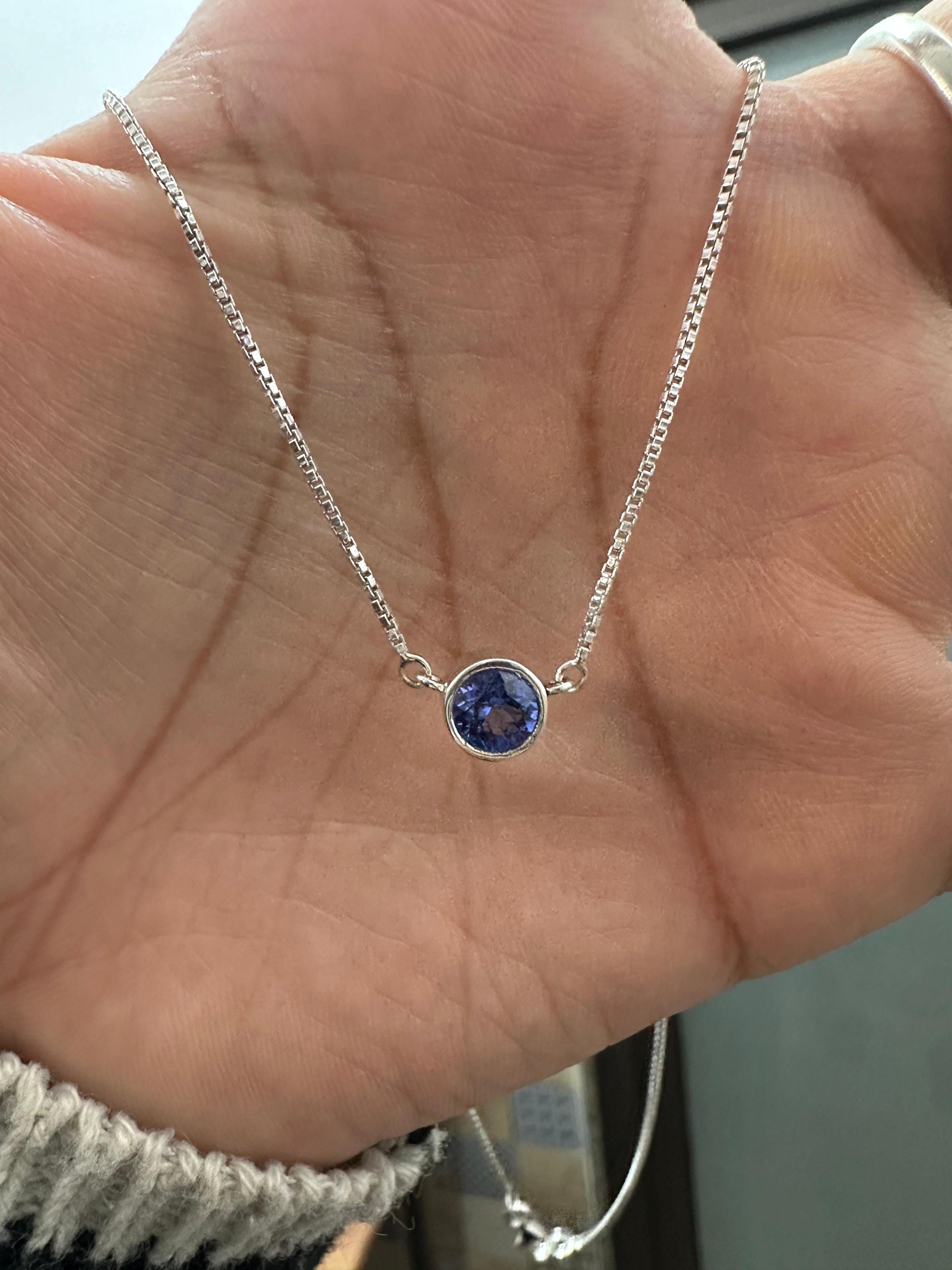 14k Gold Tanzanite Evil Eye Pendant | Rare Blue Gemstone Necklace, Unique Jewelry for gift