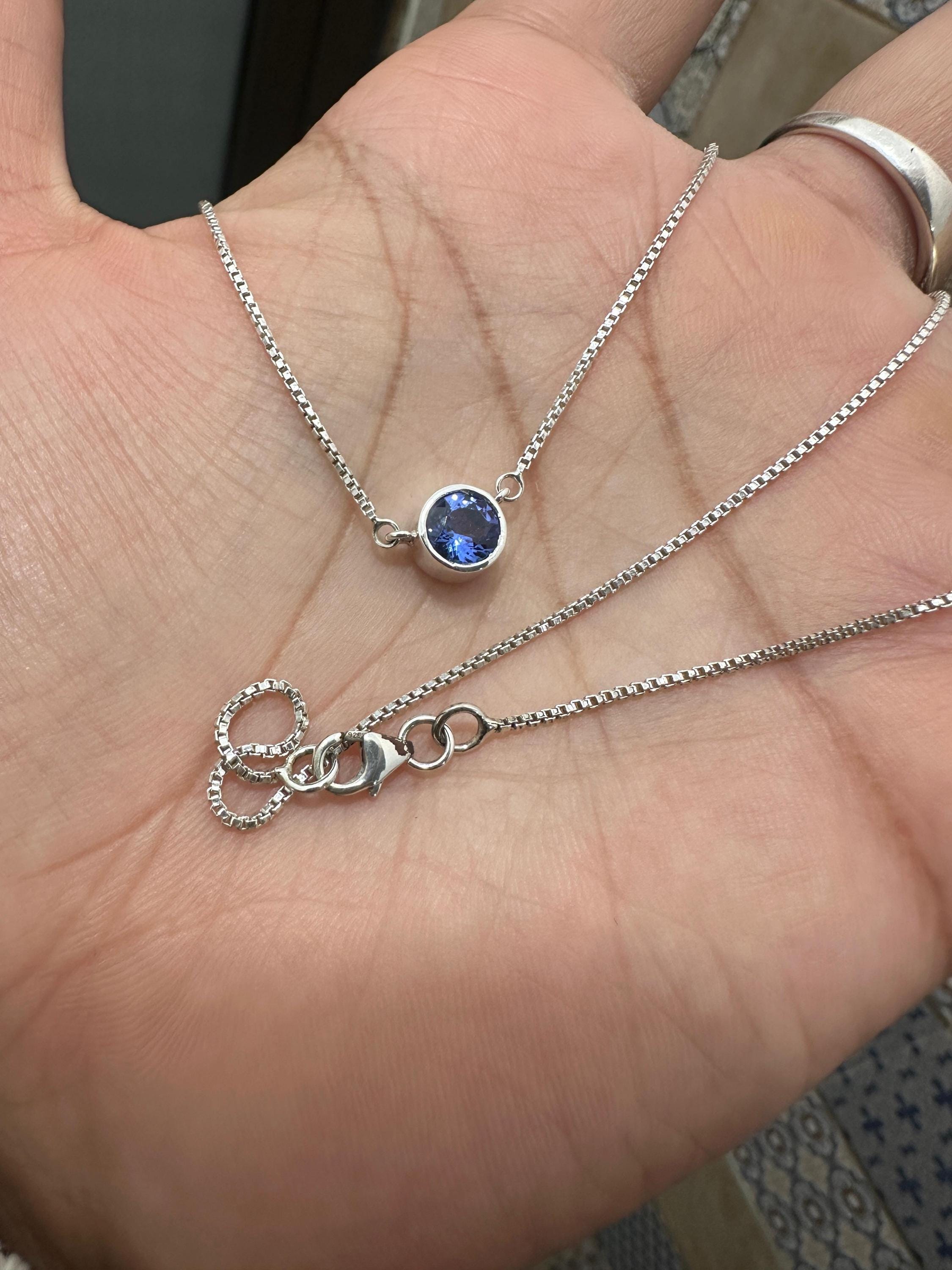 14k Gold Tanzanite Evil Eye Pendant | Rare Blue Gemstone Necklace, Unique Jewelry for gift