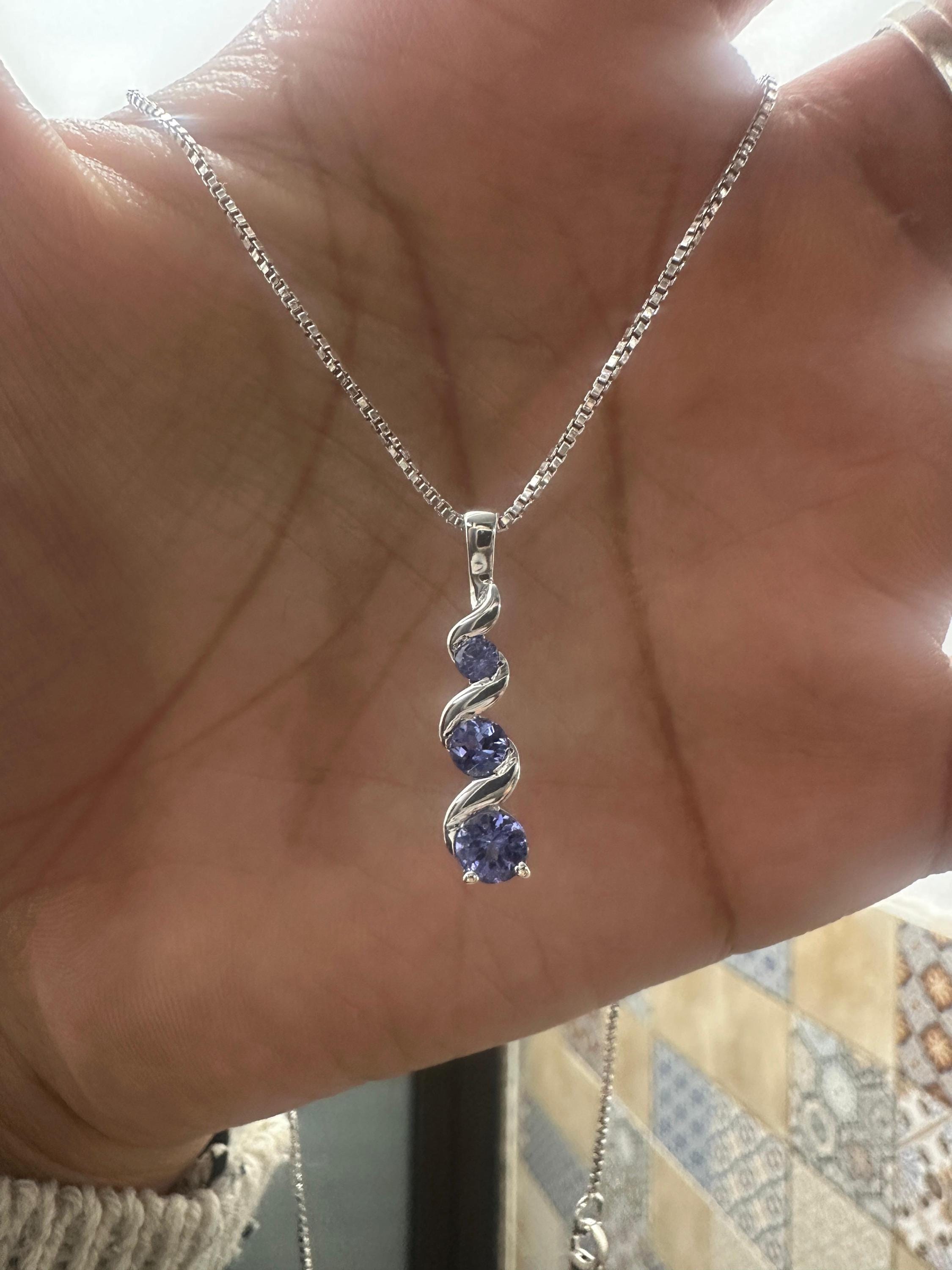Unique Tanzanite Pendant Necklace | 925 Sterling Silver | December Birthstone Jewelry