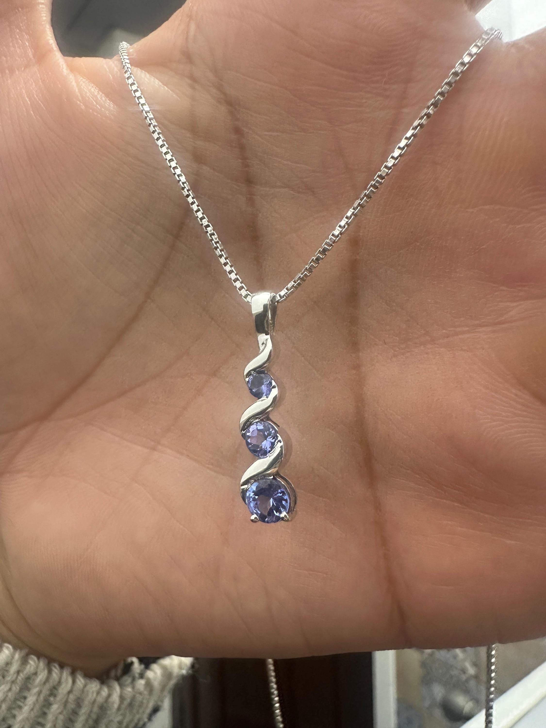 Unique Tanzanite Pendant Necklace | 925 Sterling Silver | December Birthstone Jewelry