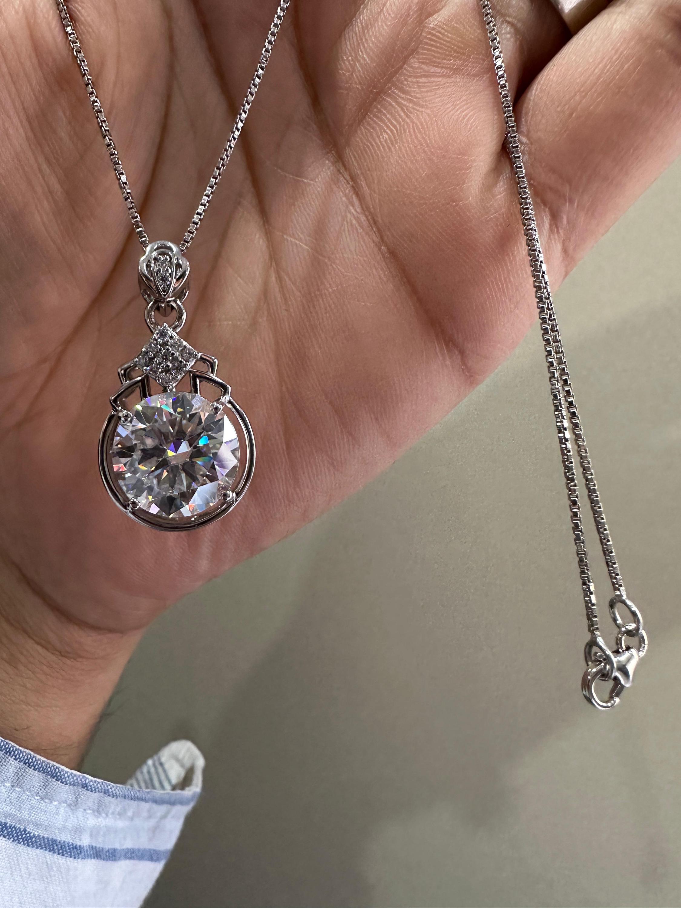 Statement Moissanite Pendant Necklace | 925 Sterling Silver, 10 CT Diamond Look Jewelry for gift