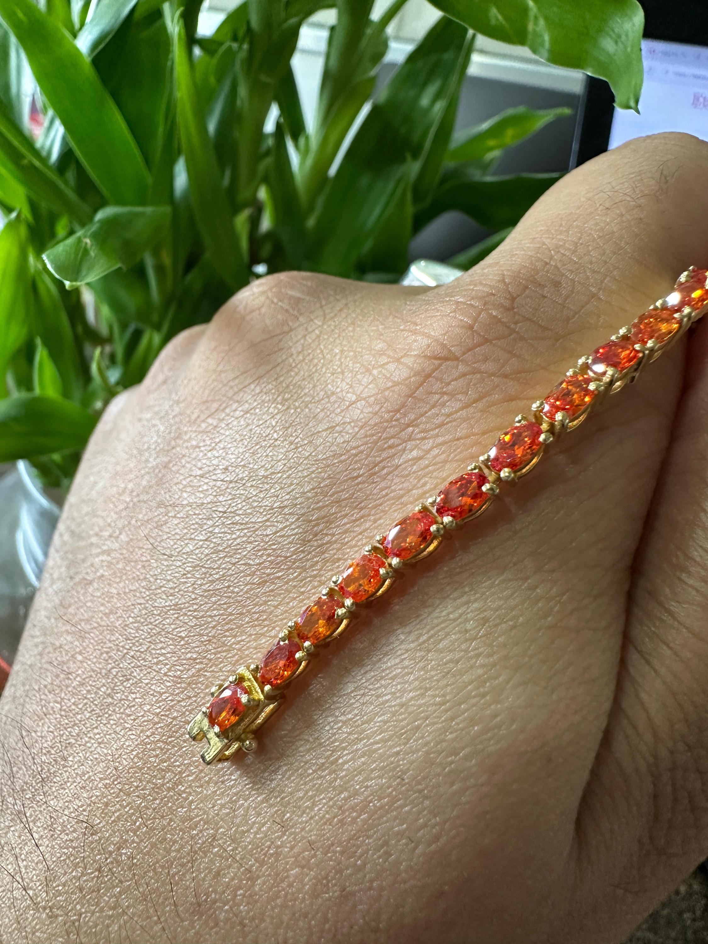 Mexican Fire Opal Tennis Bracelet, 14K Gold Vermeil, Rare Gemstone Jewelry