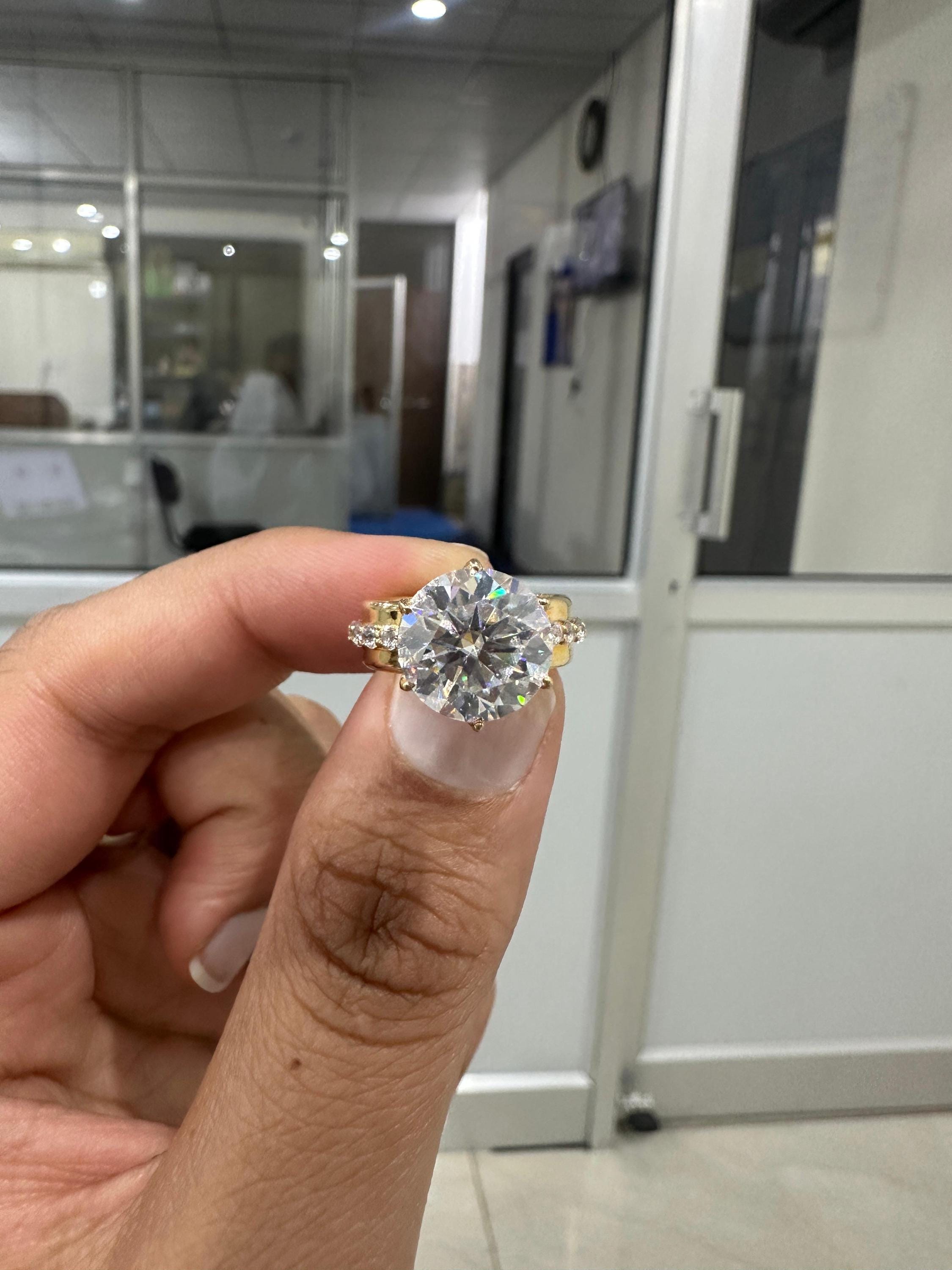 5 Ct Moissanite Lotus Engagement Ring | 14k Gold Finish