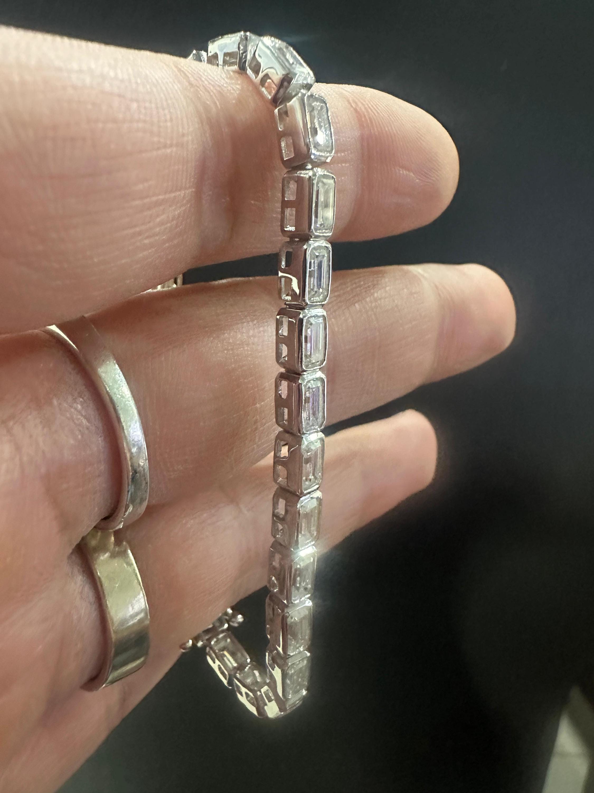 Men's Moissanite Tennis Bracelet | 925 Sterling Silver, 12 CT Luxury Gift for her