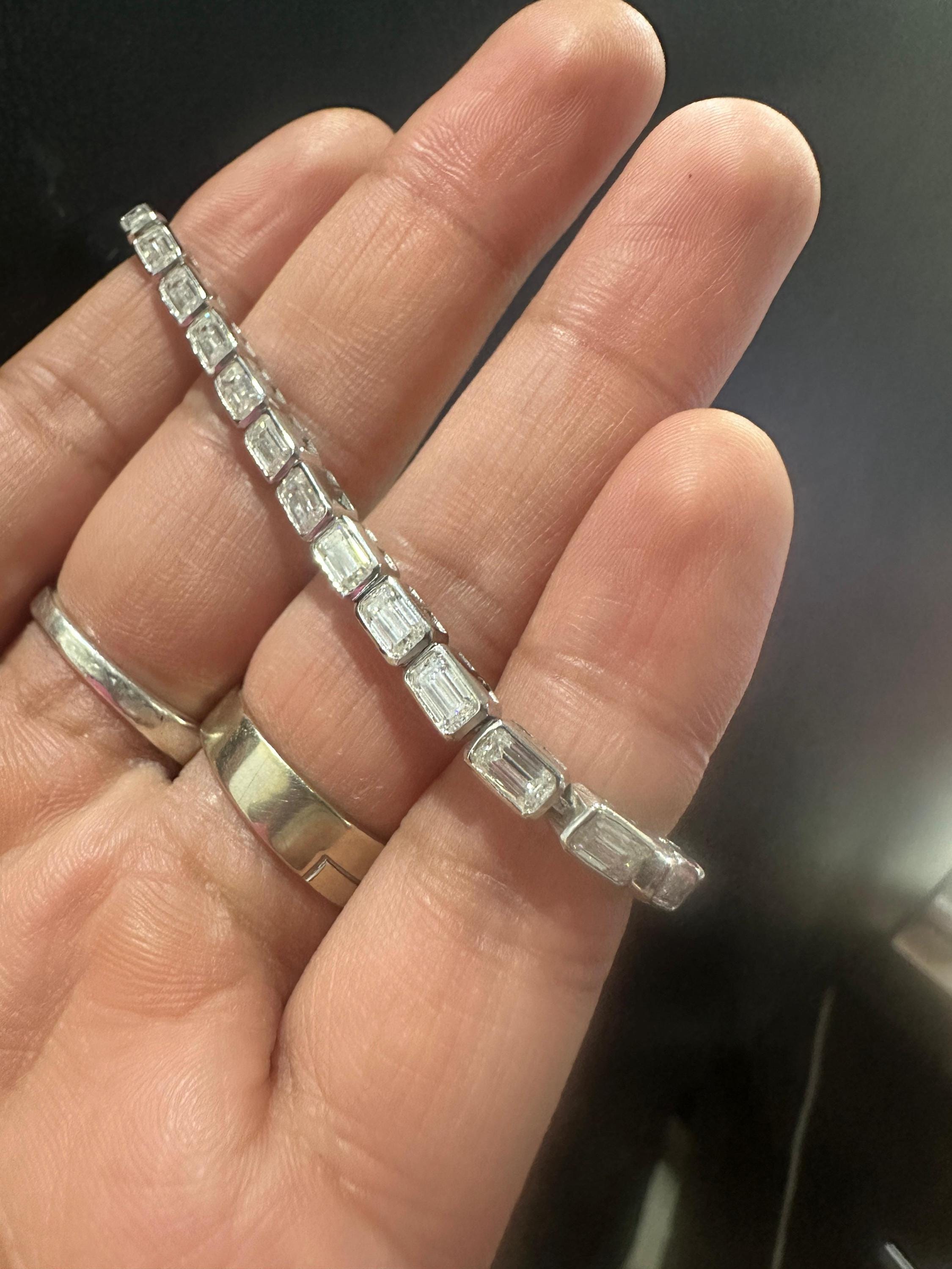 Men's Moissanite Tennis Bracelet | 925 Sterling Silver, 12 CT Luxury Gift for her