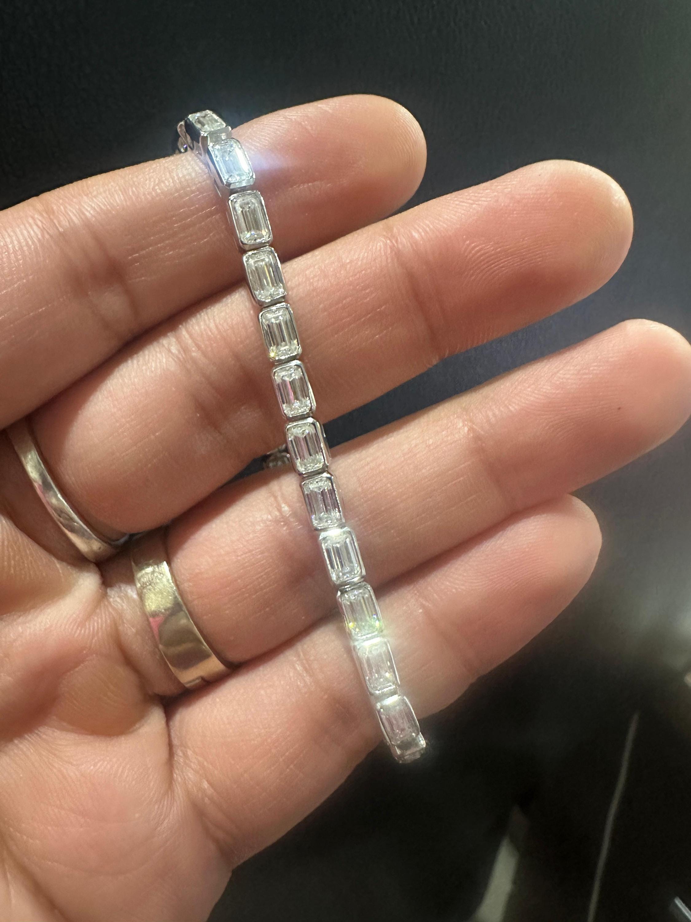 Men's Moissanite Tennis Bracelet | 925 Sterling Silver, 12 CT Luxury Gift for her