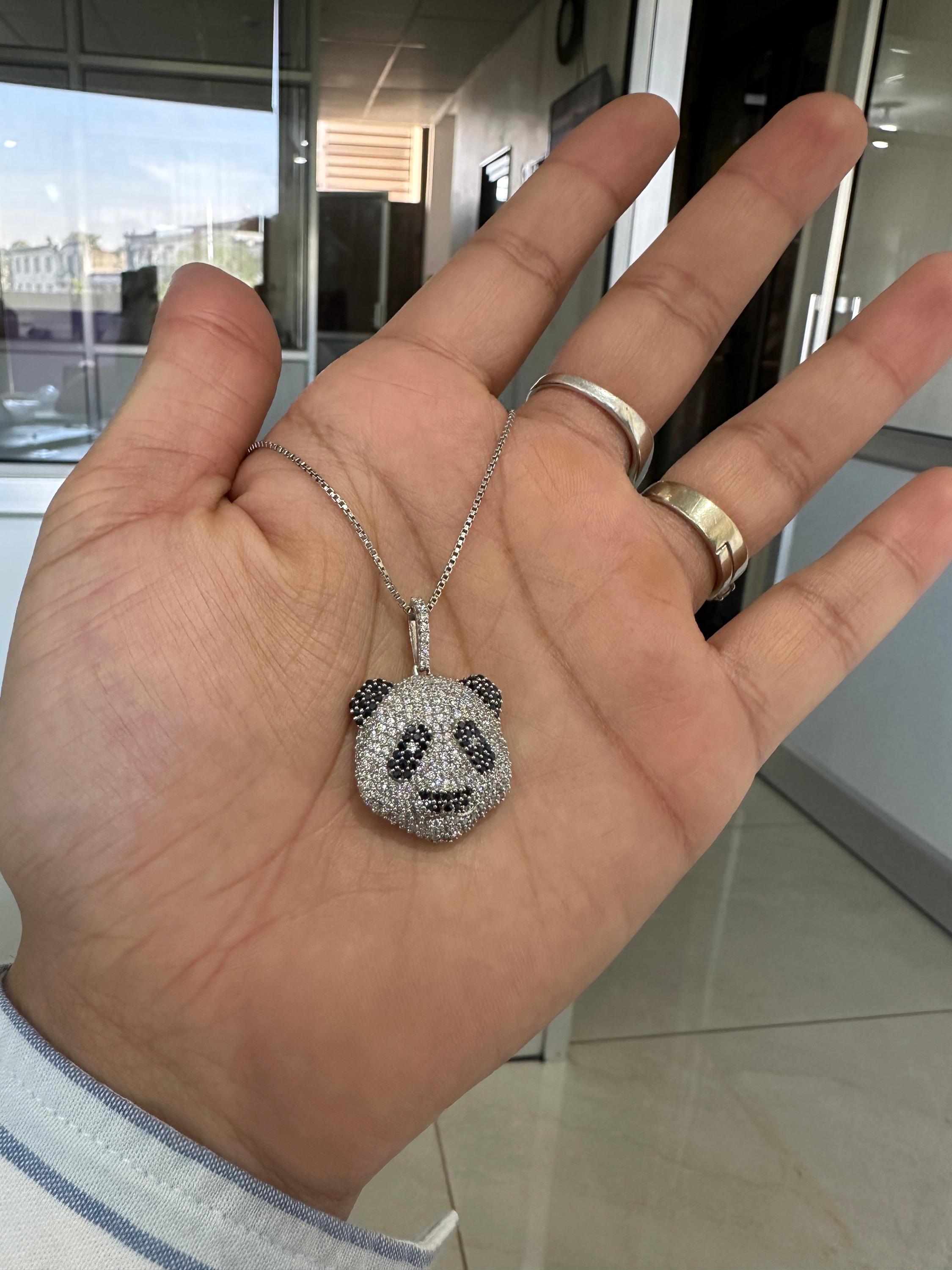 Sterling Silver Panda Pendant Necklace | Pavé-Style Animal Jewelry