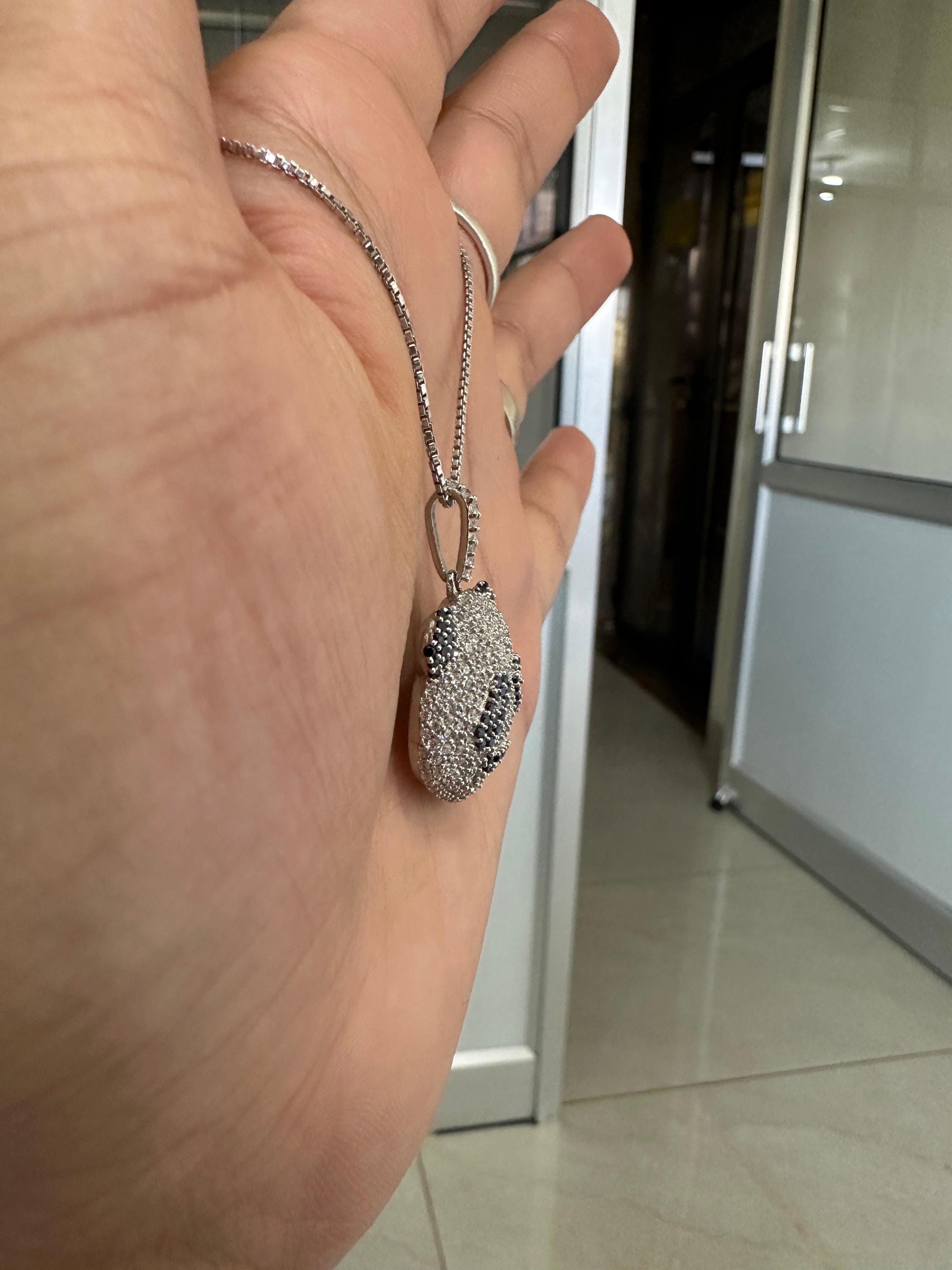 Sterling Silver Panda Pendant Necklace | Pavé-Style Animal Jewelry