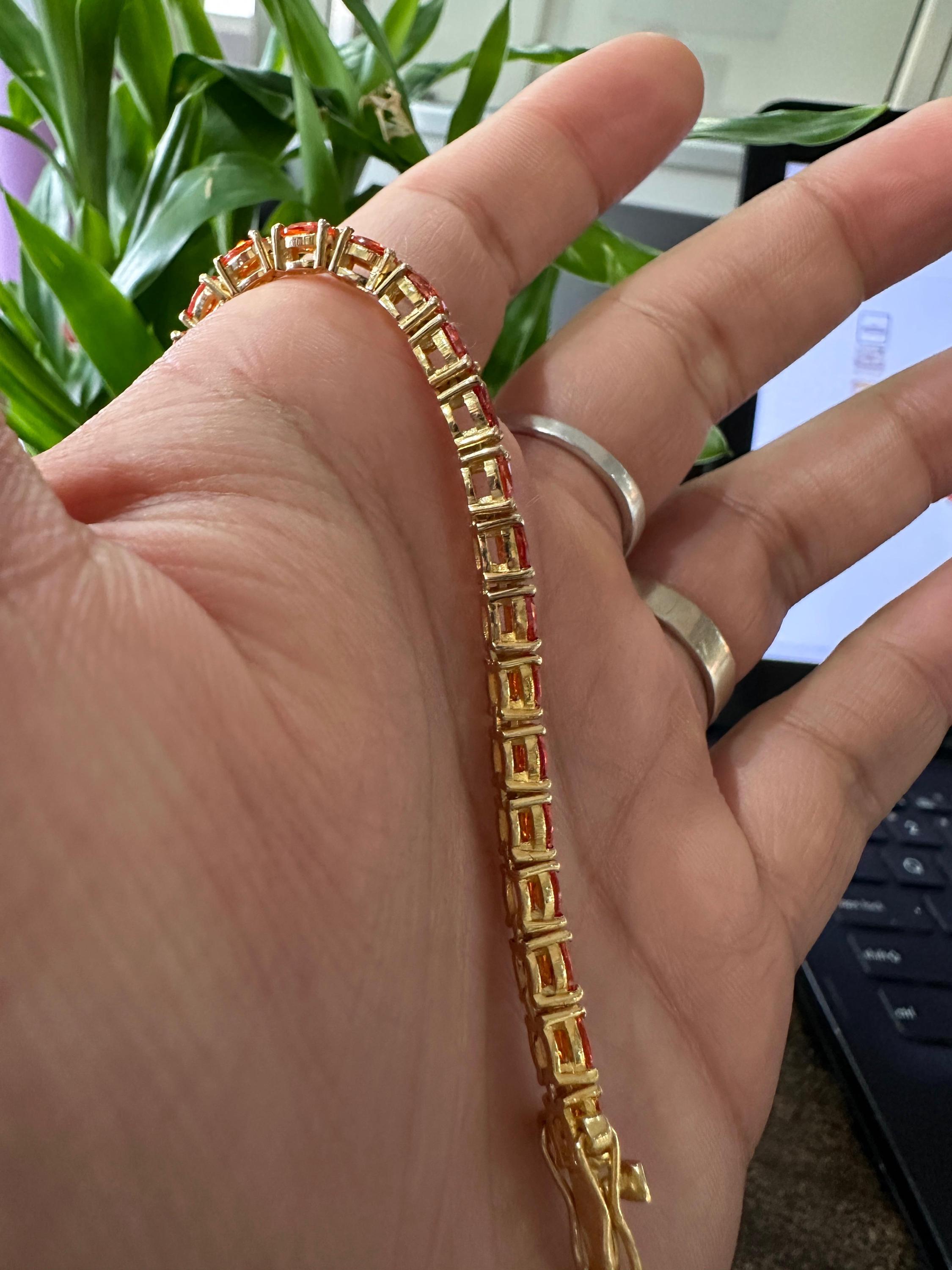 Mexican Fire Opal Tennis Bracelet, 14K Gold Vermeil, Rare Gemstone Jewelry