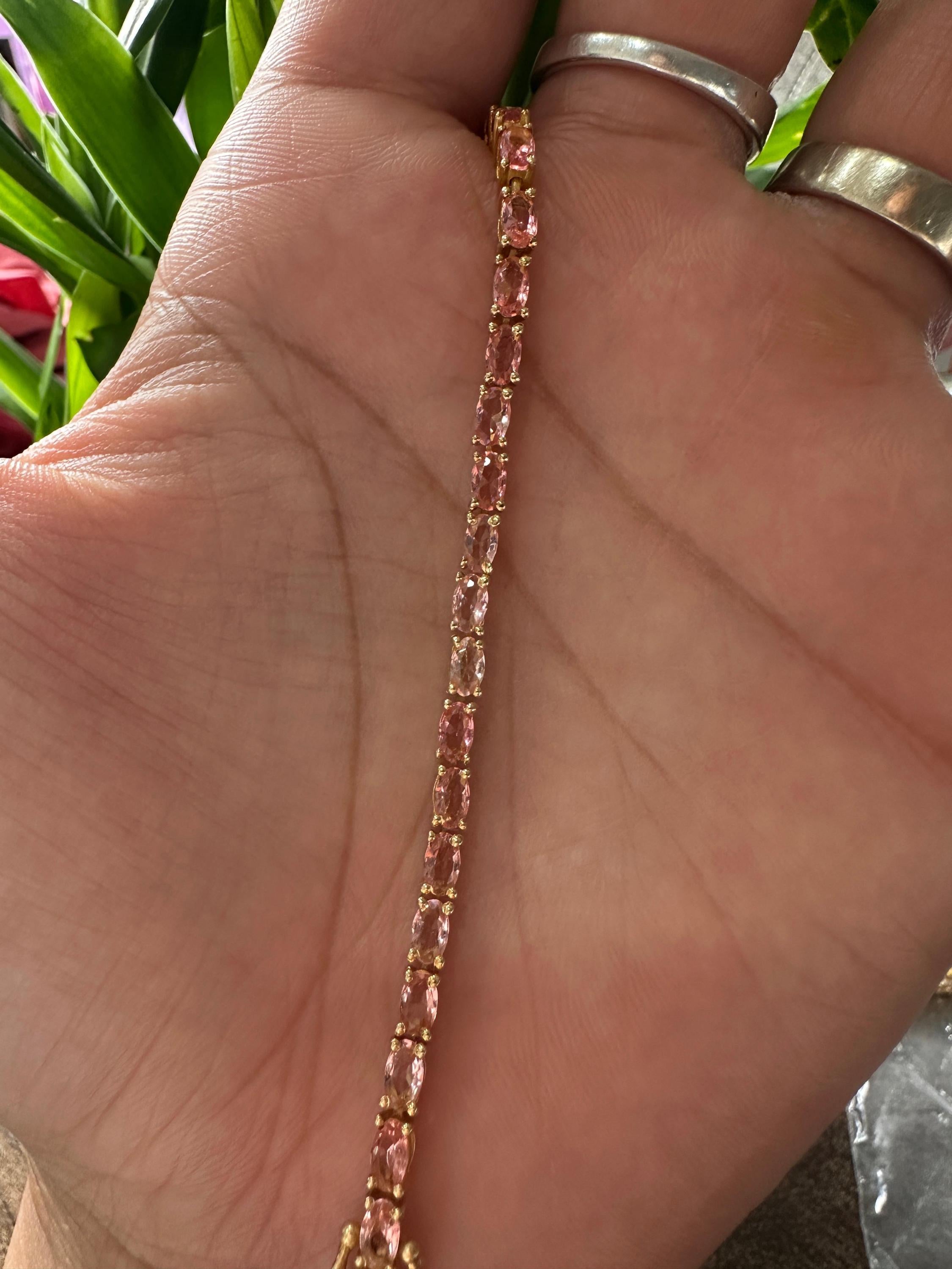Morganite Tennis Bracelet, 925 Sterling Silver, Wedding Bracelet, Anniversary Gift for wife
