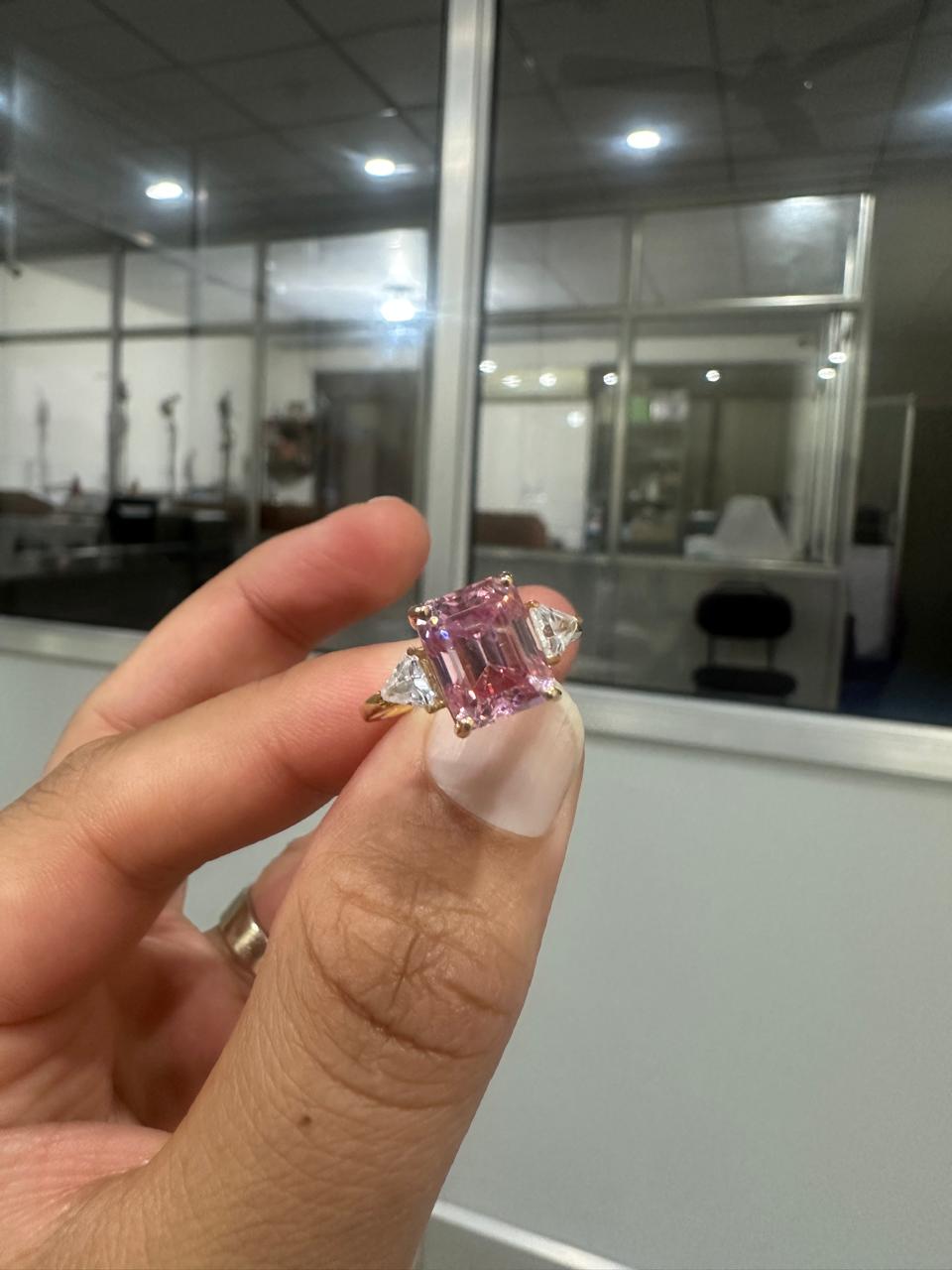 4 CT Emerald Pink Moissanite Ring | 14k Gold Vermeil Jewelry, Gift ideas for her