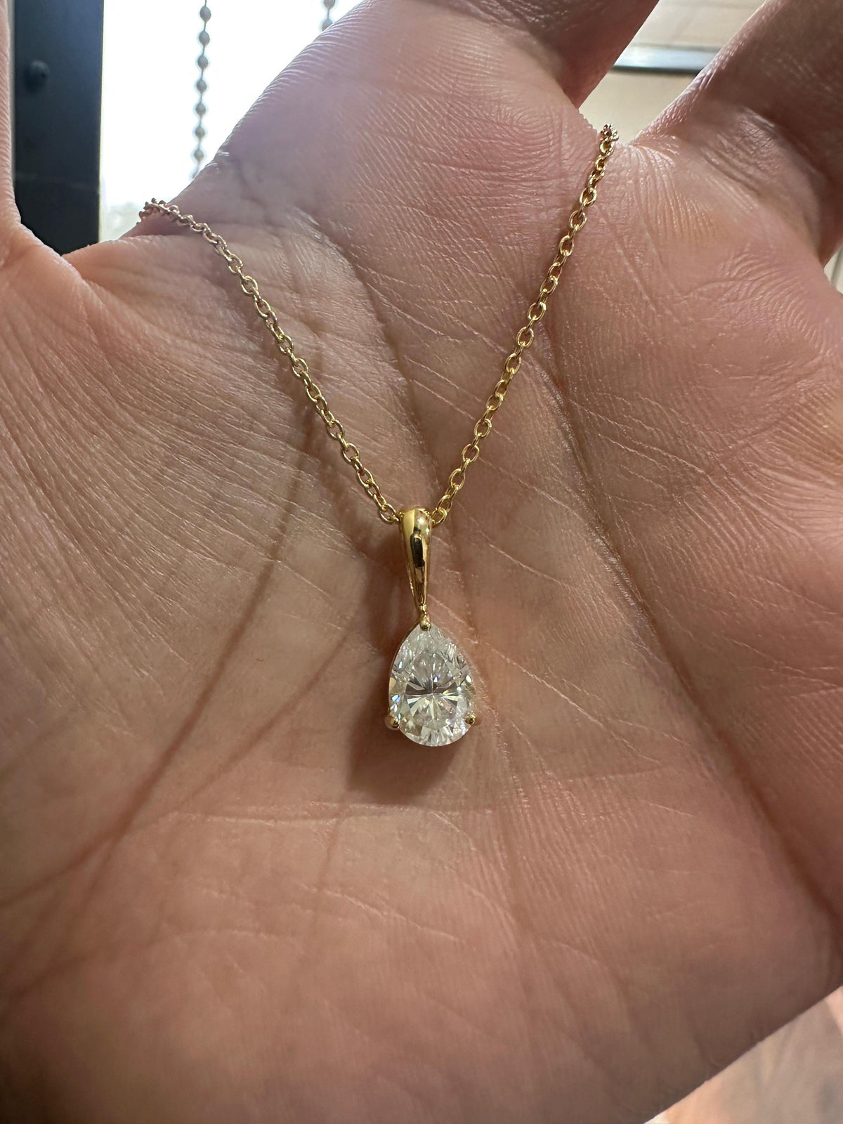 Personalized Initial Pendant | 14k Gold Moissanite Diamond Necklace | Customized Gift | Teardrop Pendant