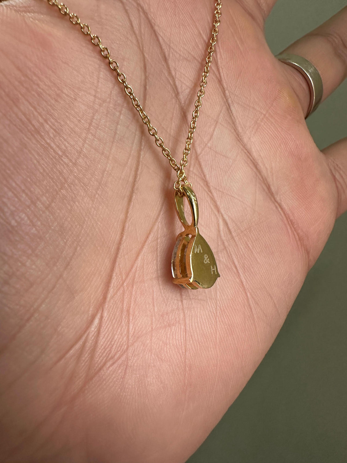 Personalized Initial Pendant | 14k Gold Moissanite Diamond Necklace | Customized Gift | Teardrop Pendant