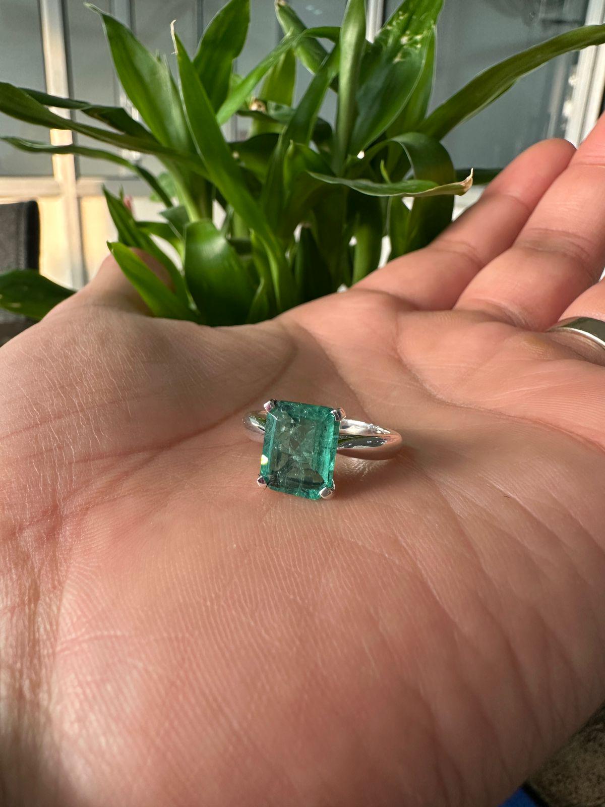 14k Gold Lab Emerald Ring | 3ct Solitaire Engagement Ring