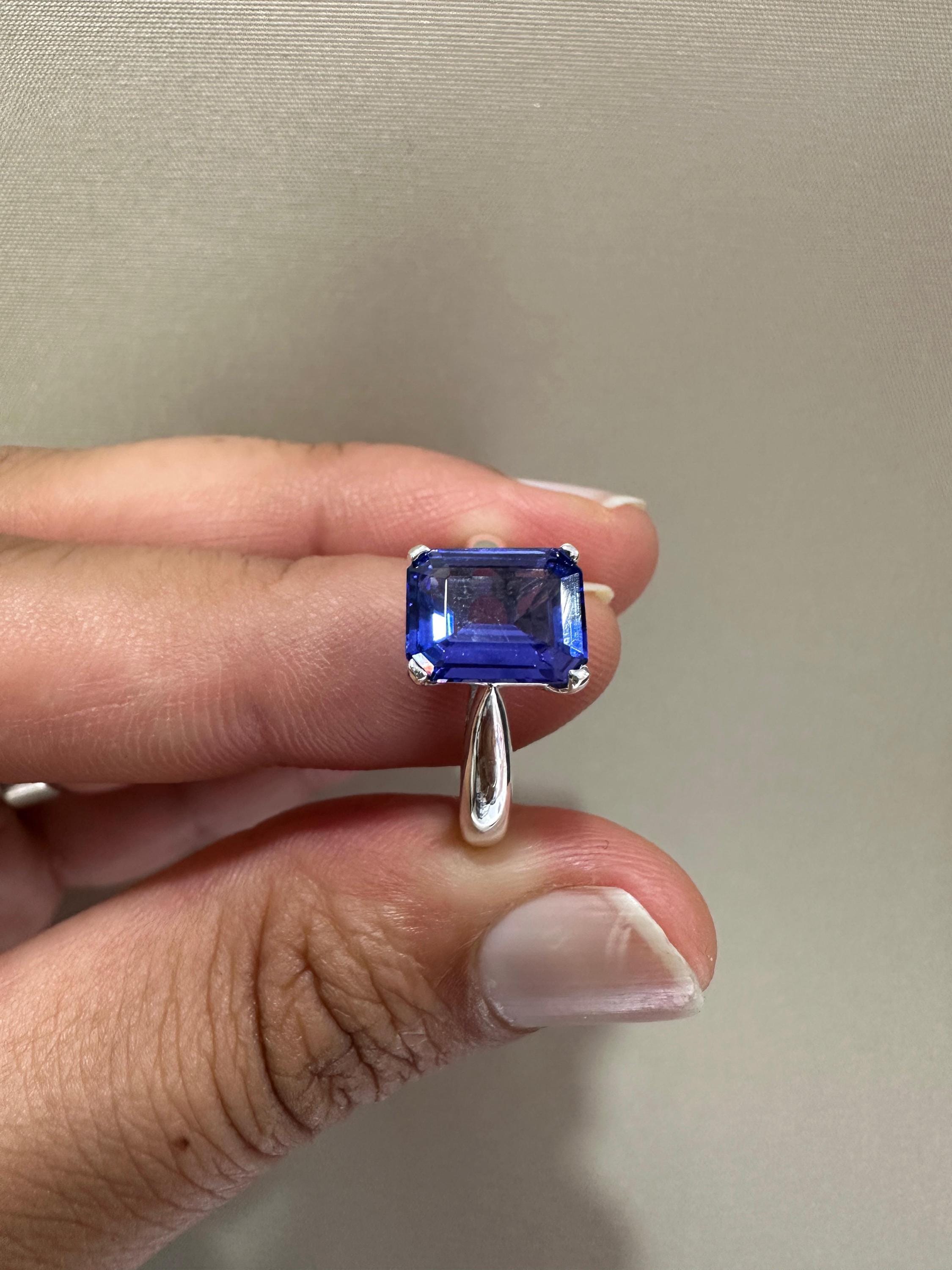 2.25 CT Luxury Tanzanite Engagement Ring | 14k White Gold, First Anniversary Gift for her
