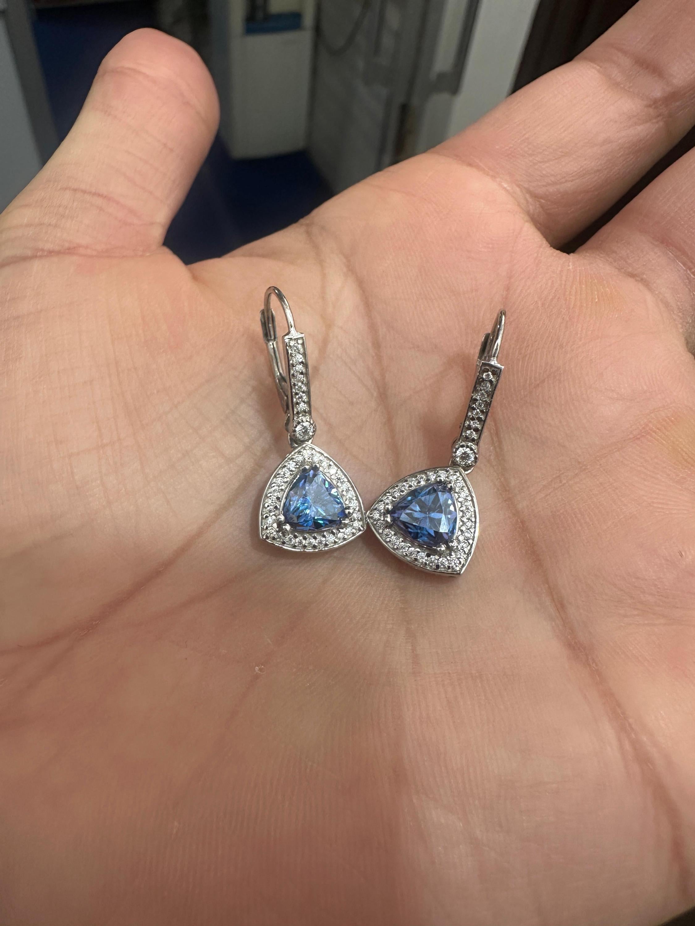 Alexandrite Moissanite Drop Earrings | Sterling Silver Halo, Color-Changing