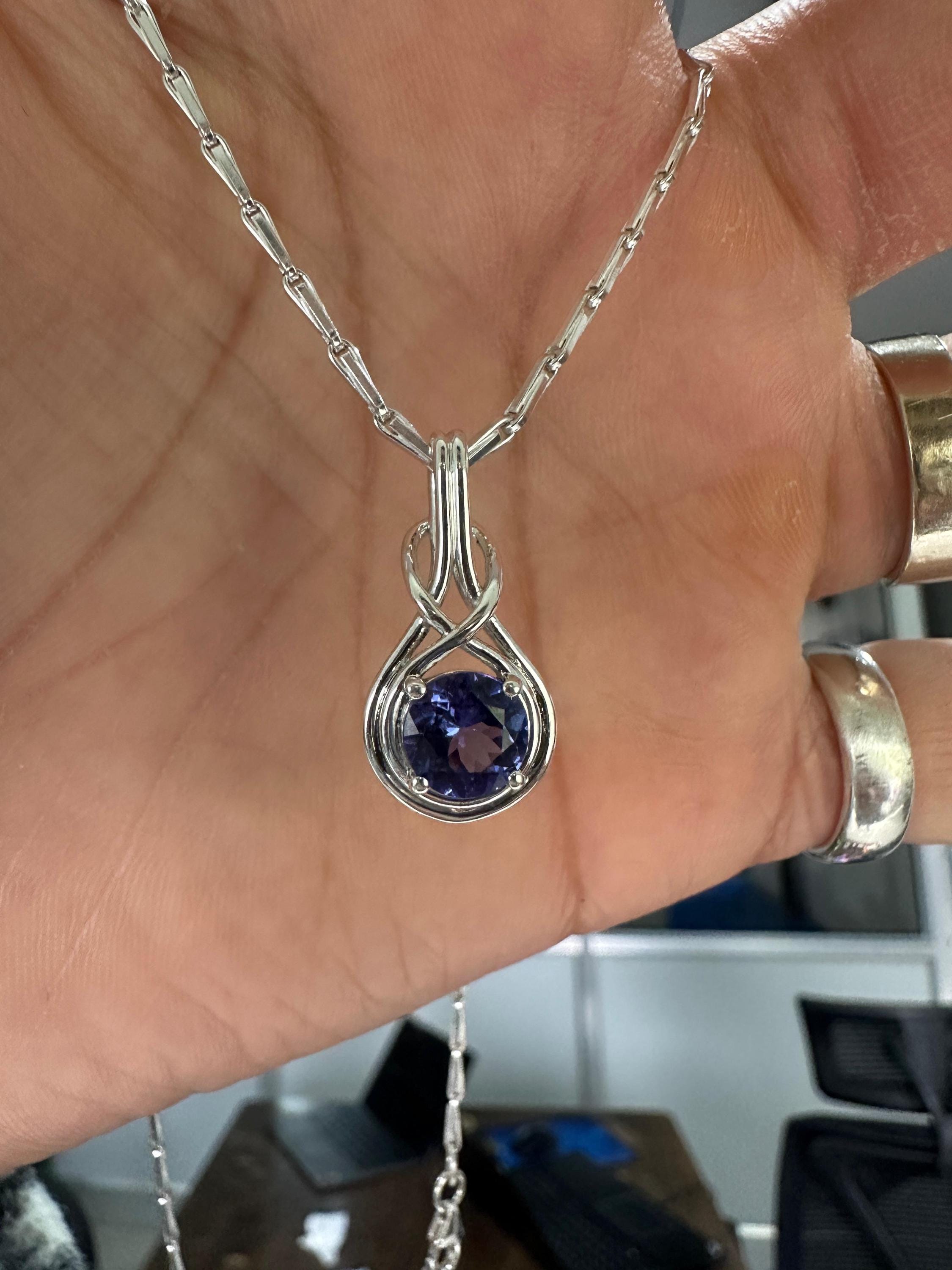 Natural Tanzanite Infinity Pendant | Twisted Bale, 925 Sterling Silver, December Birthstone