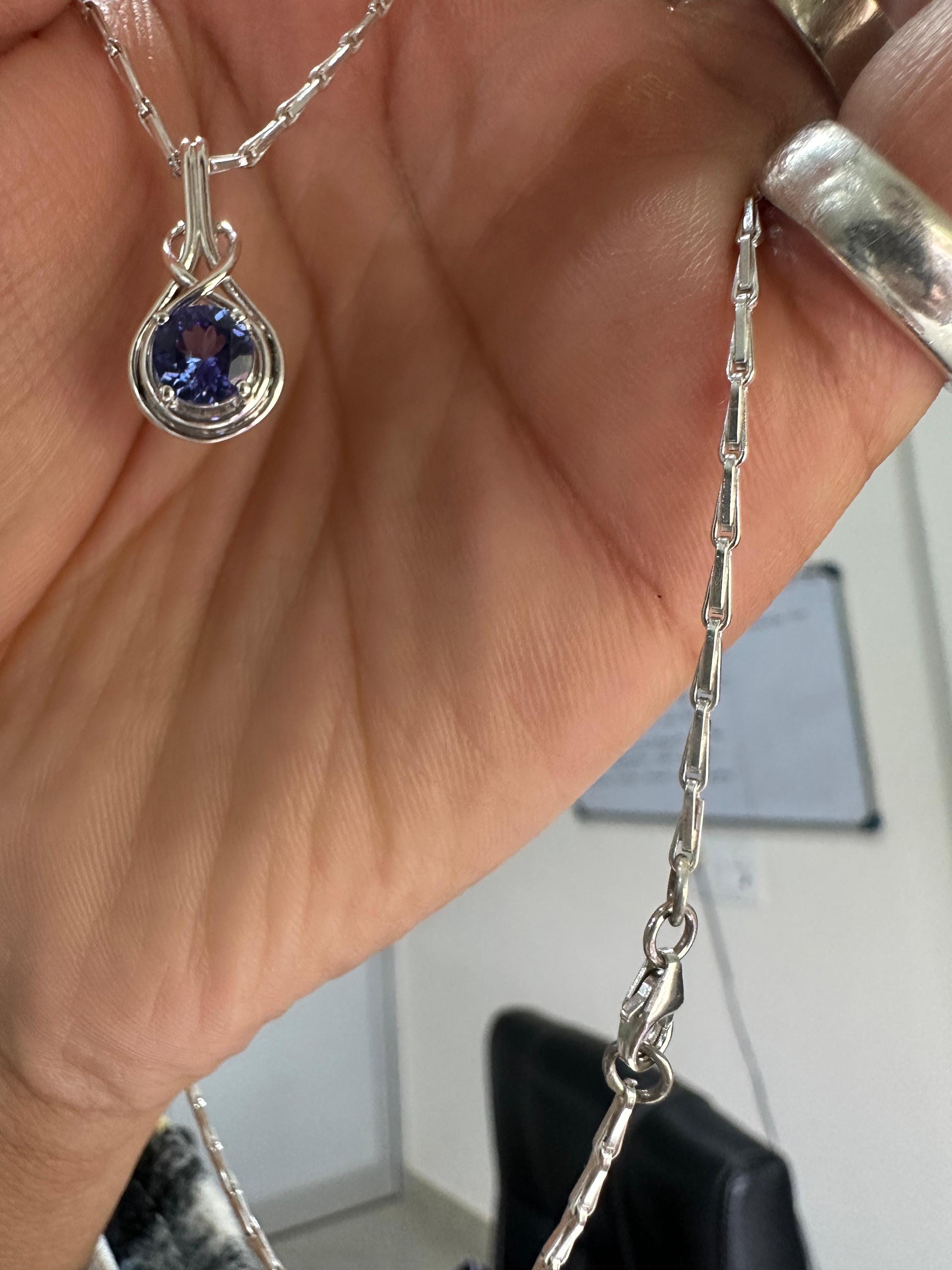 Natural Tanzanite Infinity Pendant | Twisted Bale, 925 Sterling Silver, December Birthstone