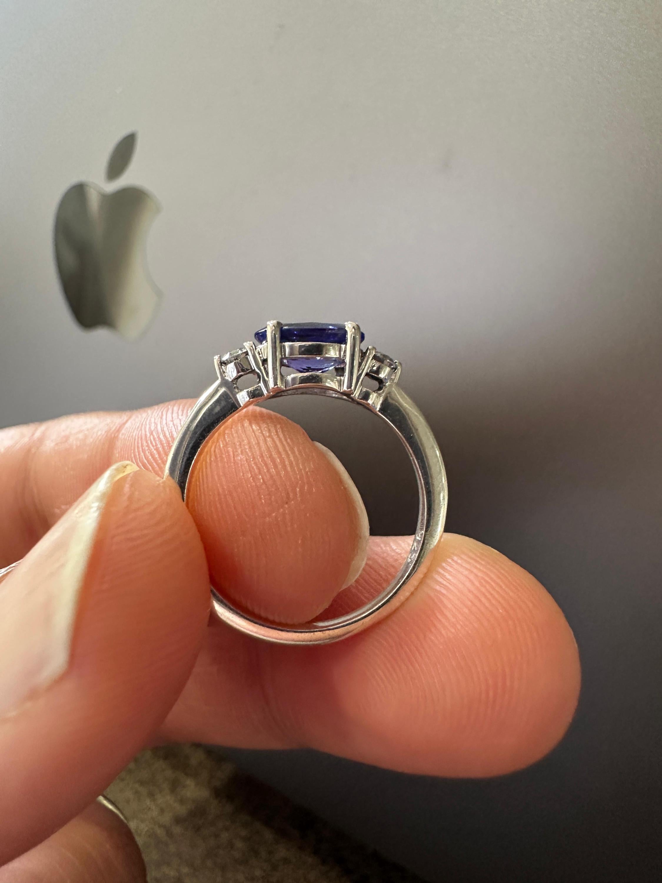 14K White Gold Oval Tanzanite Ring – Elegant Solitaire Engagement Ring
